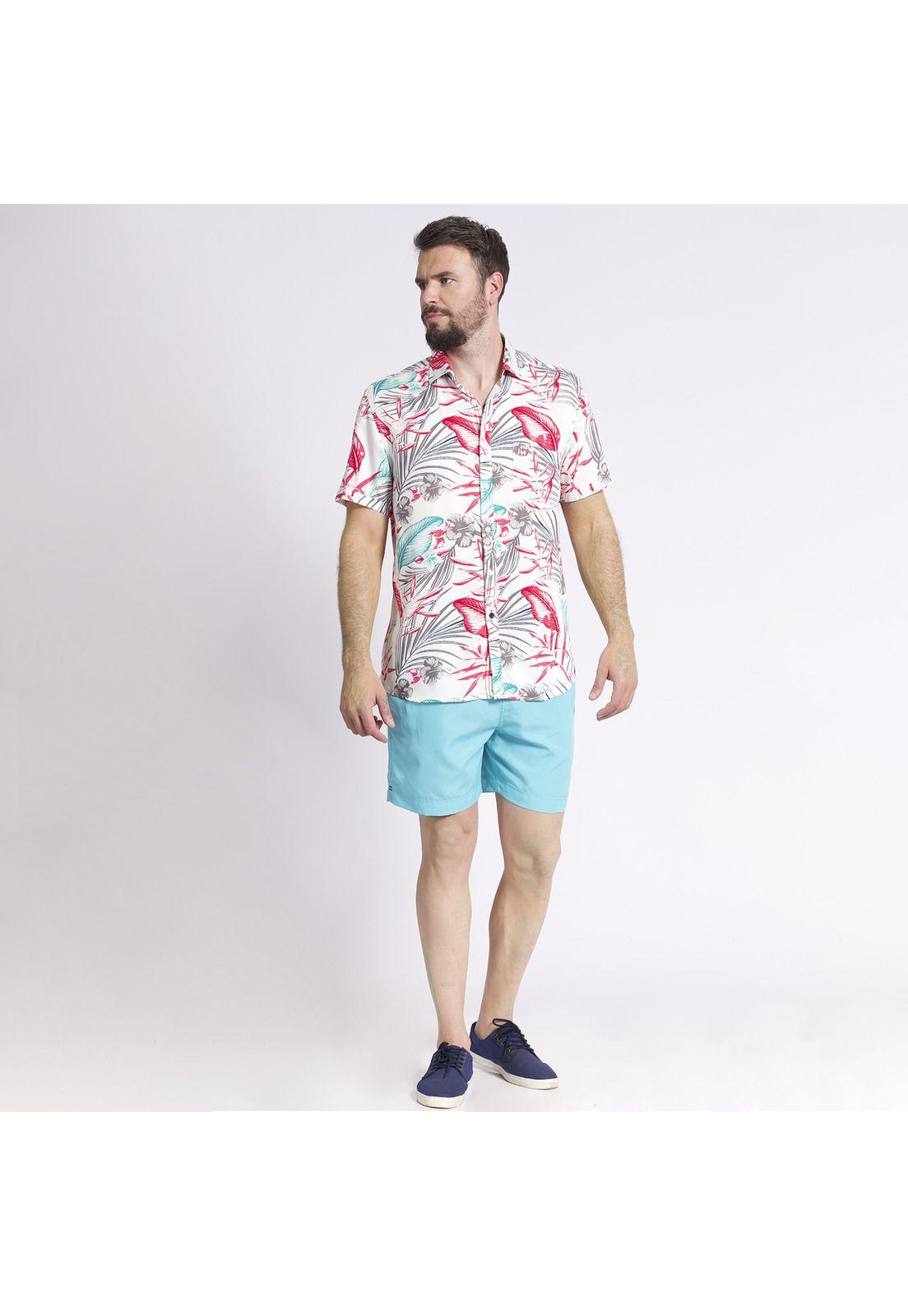 Camisa Manga Corta Casual Estampada Multicolor-0