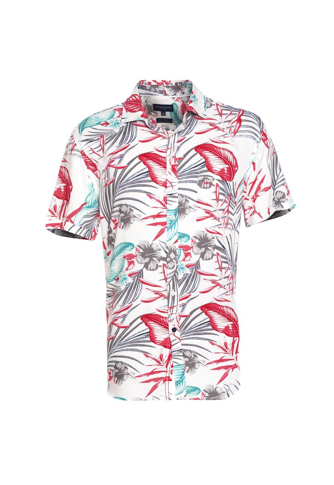 Camisa Manga Corta Casual Estampada Multicolor-3