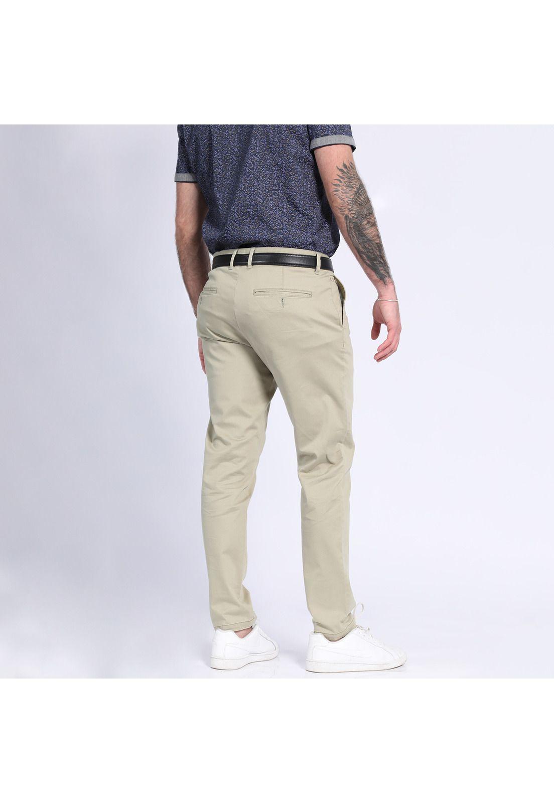 Pantalón Gabardina Spandex Frente Plano Oliva claro-1