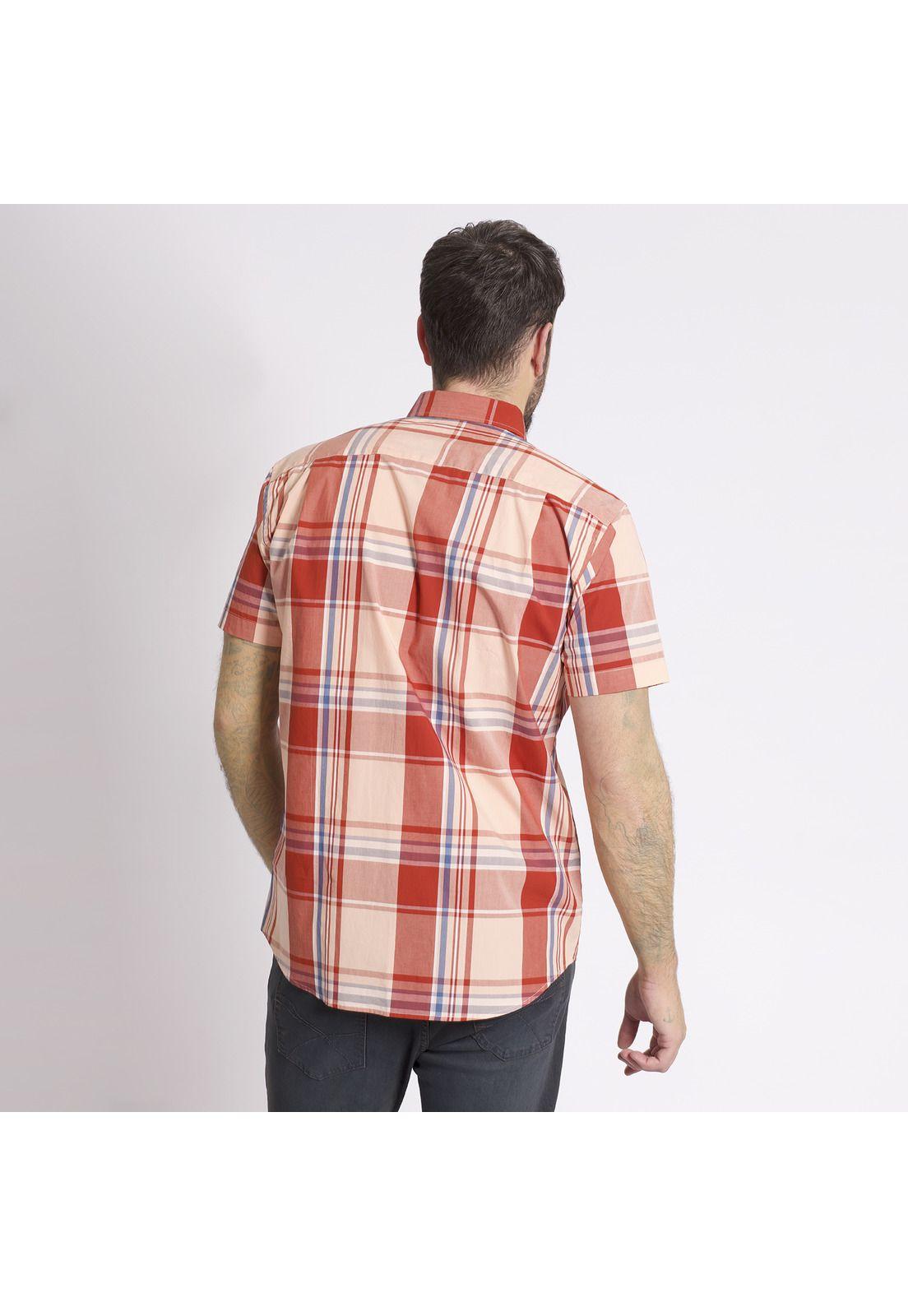 Camisa Manga Corta Escocesa Regular Fit Algodón Rojo-2