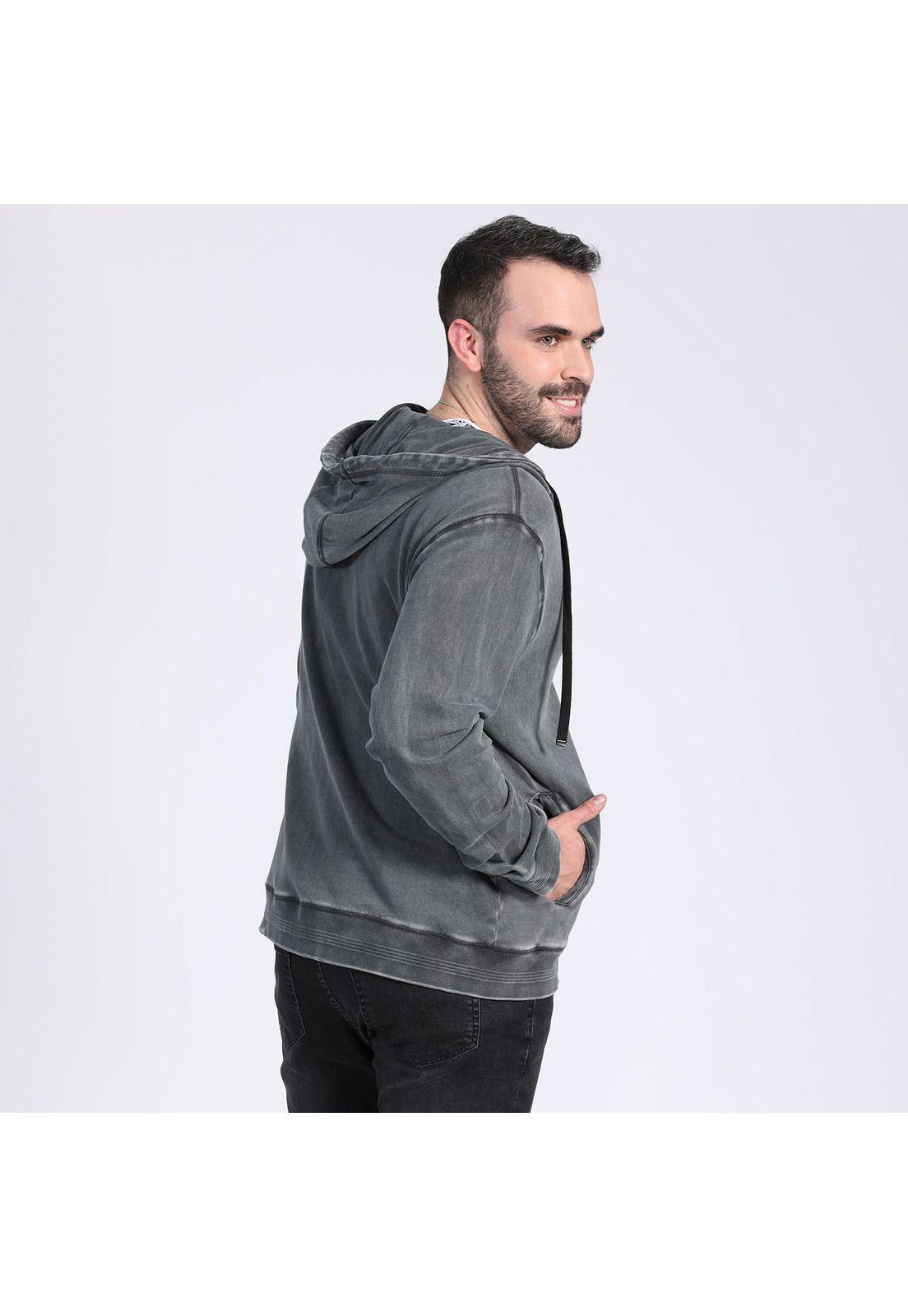 Polerón Full Zipper Con Capucha Gris claro-1