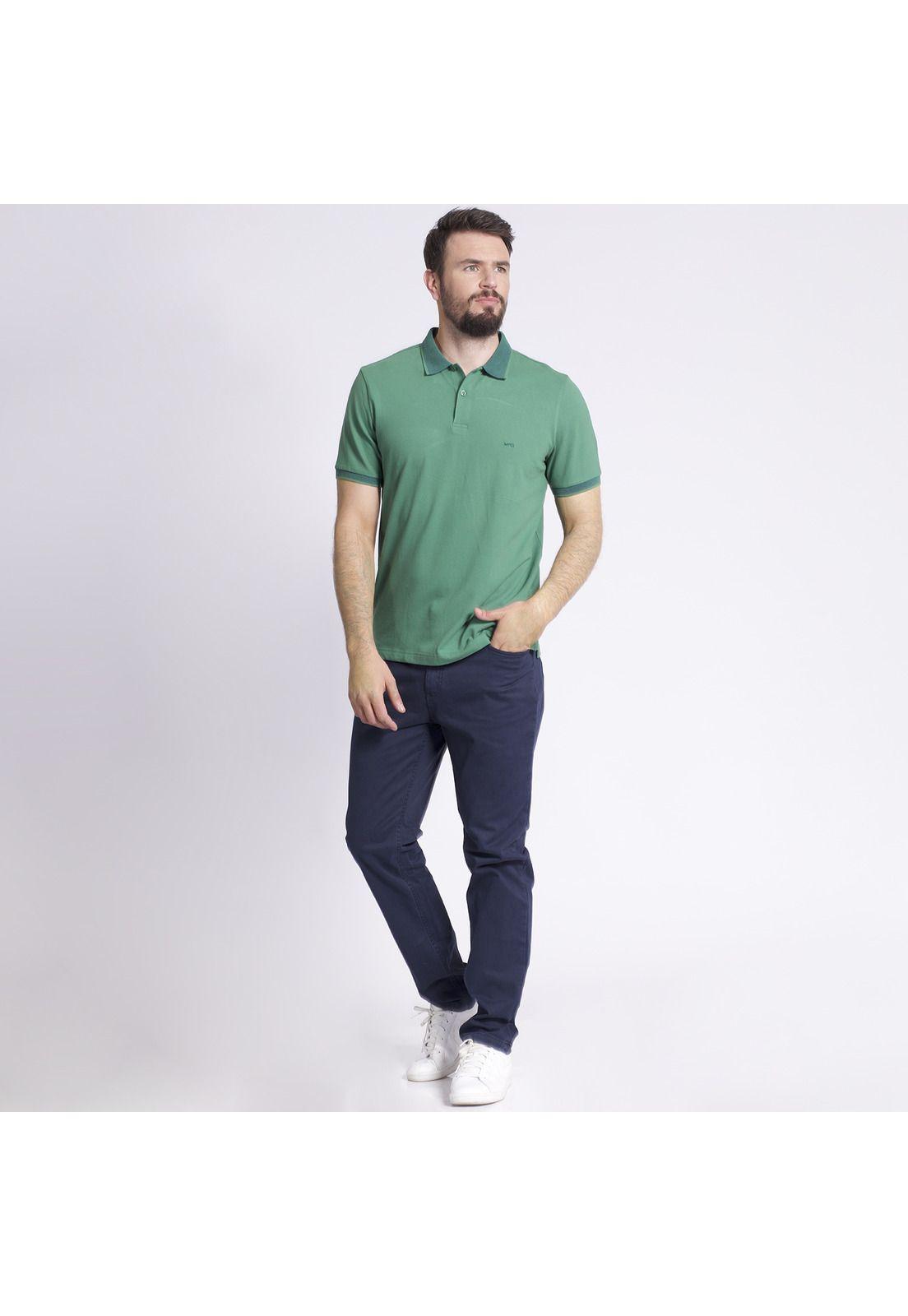 Polera Manga Corta Piqué Regular Fit Comfort Tech Verde oscuro-0