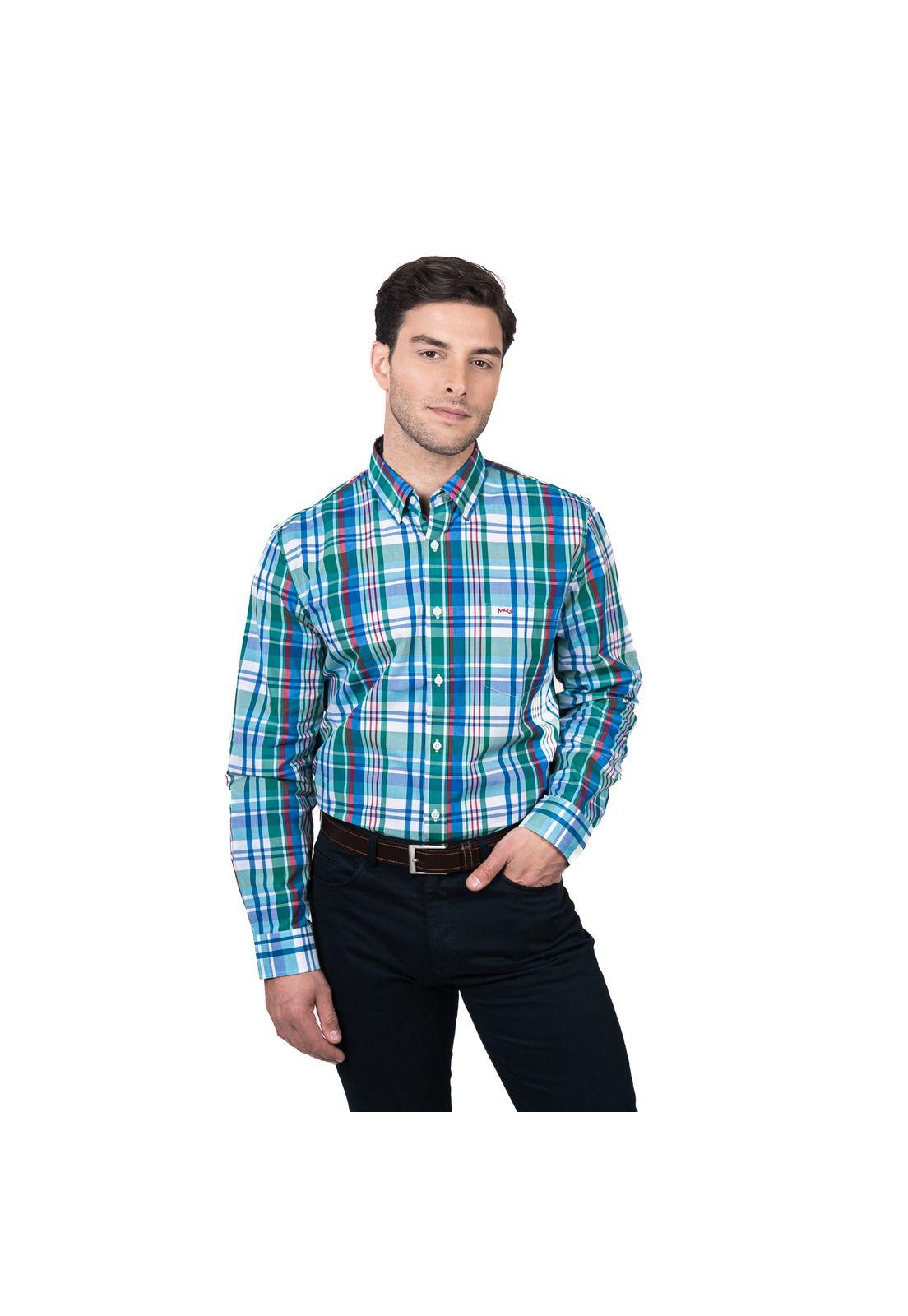 Camisa Queens Escocesa Hombre Algodon Manga Larga Regular Fit-0