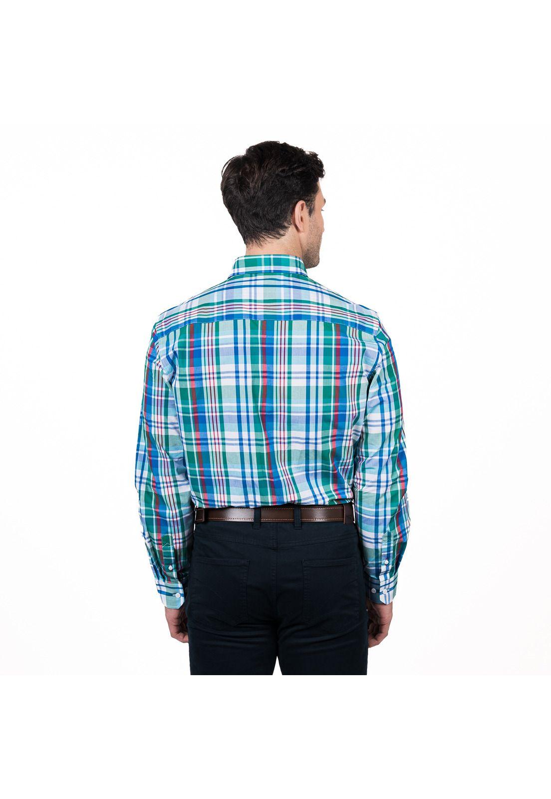 Camisa Queens Escocesa Hombre Algodon Manga Larga Regular Fit-1