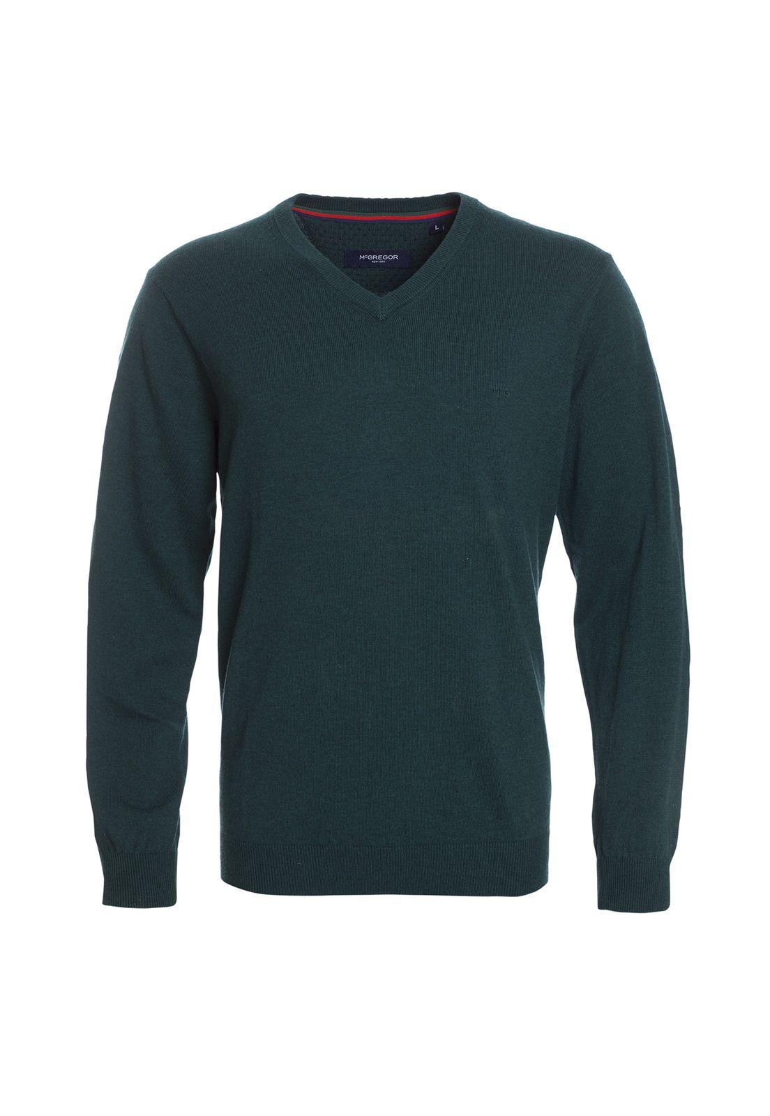 SWEATER MANGA LARGA MELANGE CUELLO V-1