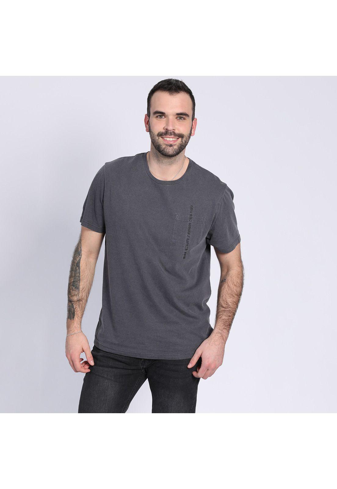 Polera Cuello Redondo Efecto Denim Gris Oscuro-0