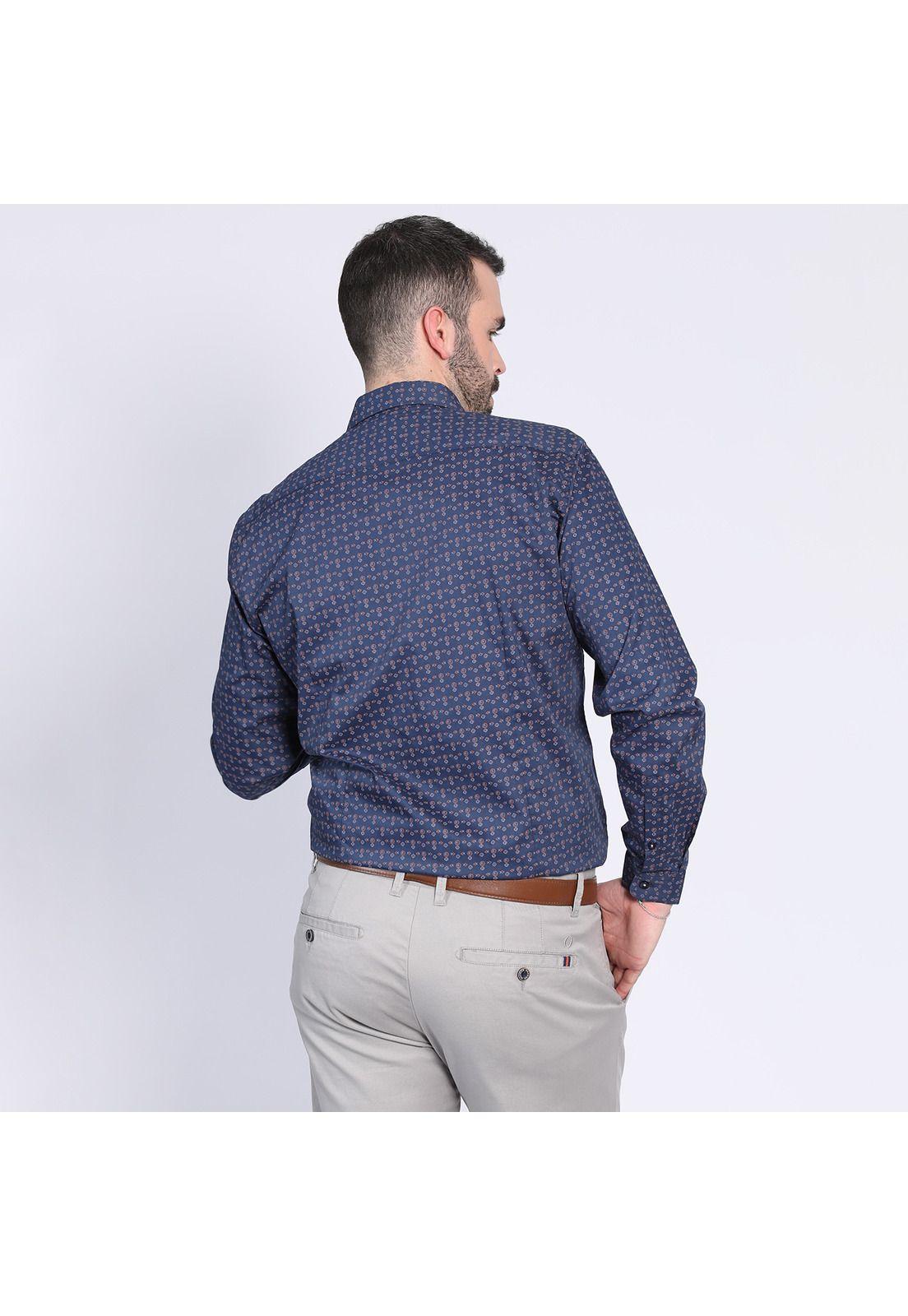 Camisa Estampado Geométrico Azul marino-1