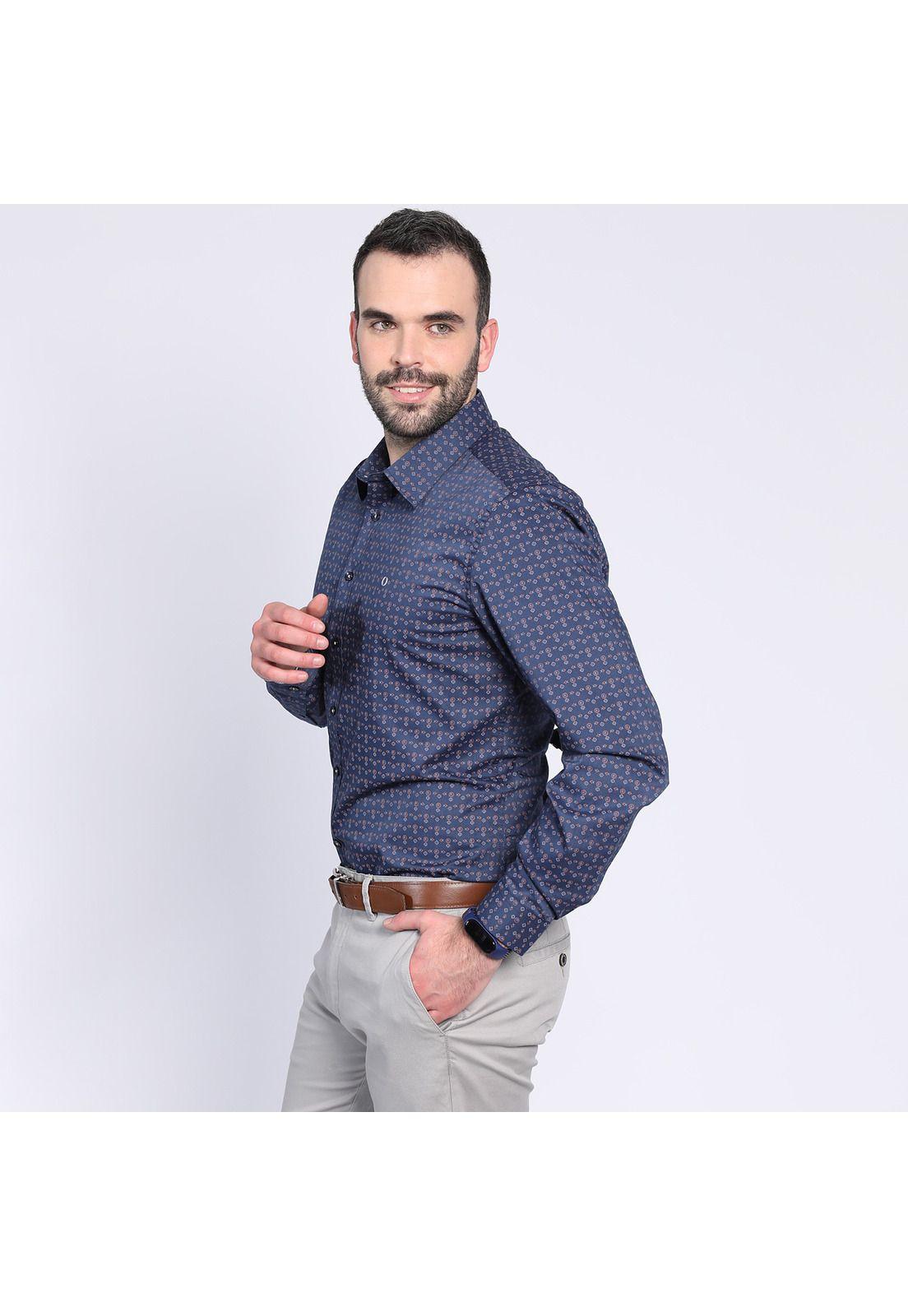 Camisa Estampado Geométrico Azul marino-2