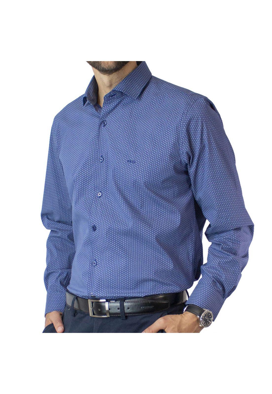 Camisa Trevira Estampada Cuello Sport Spandex Slim Fit-0