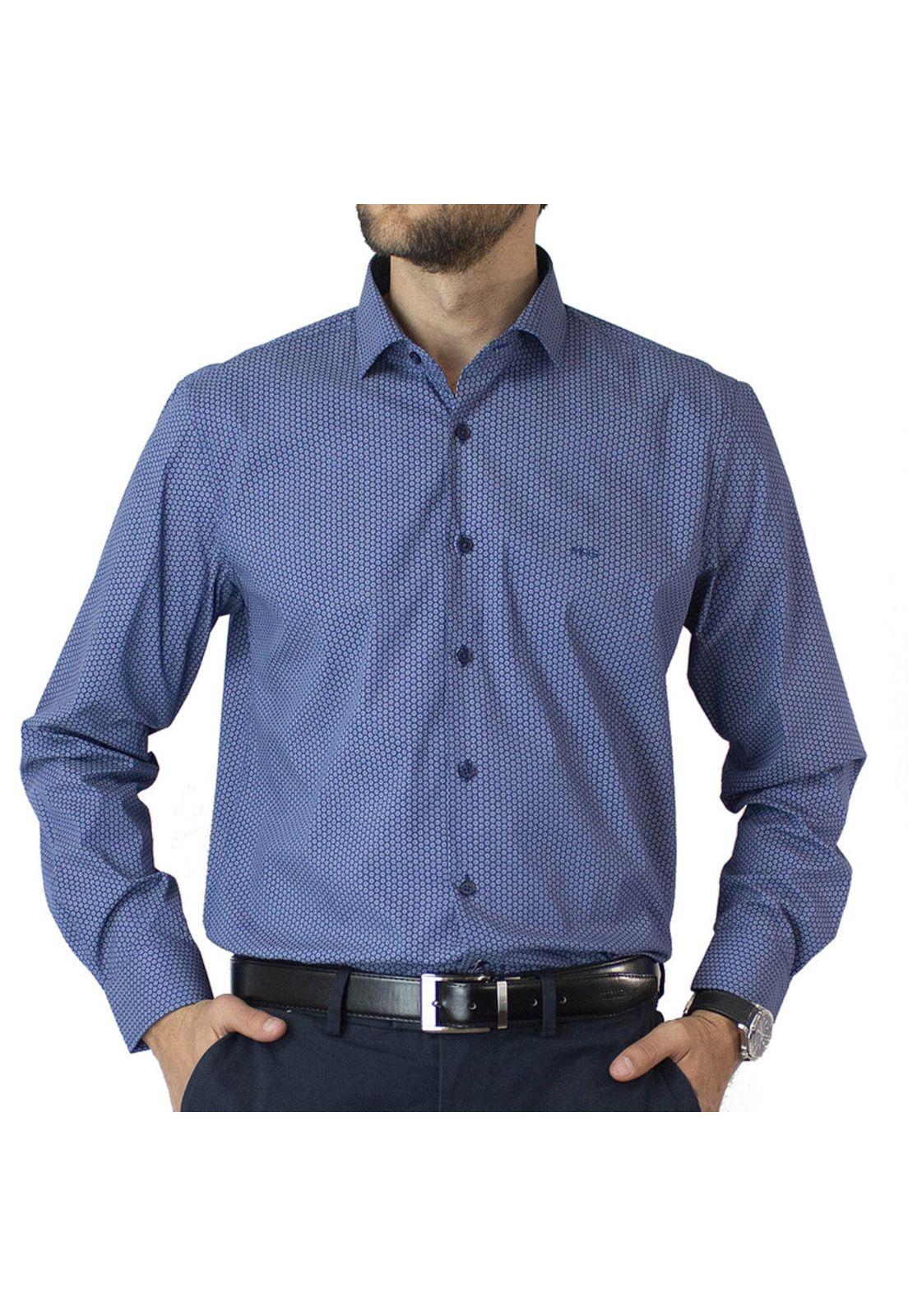 Camisa Trevira Estampada Cuello Sport Spandex Slim Fit-1