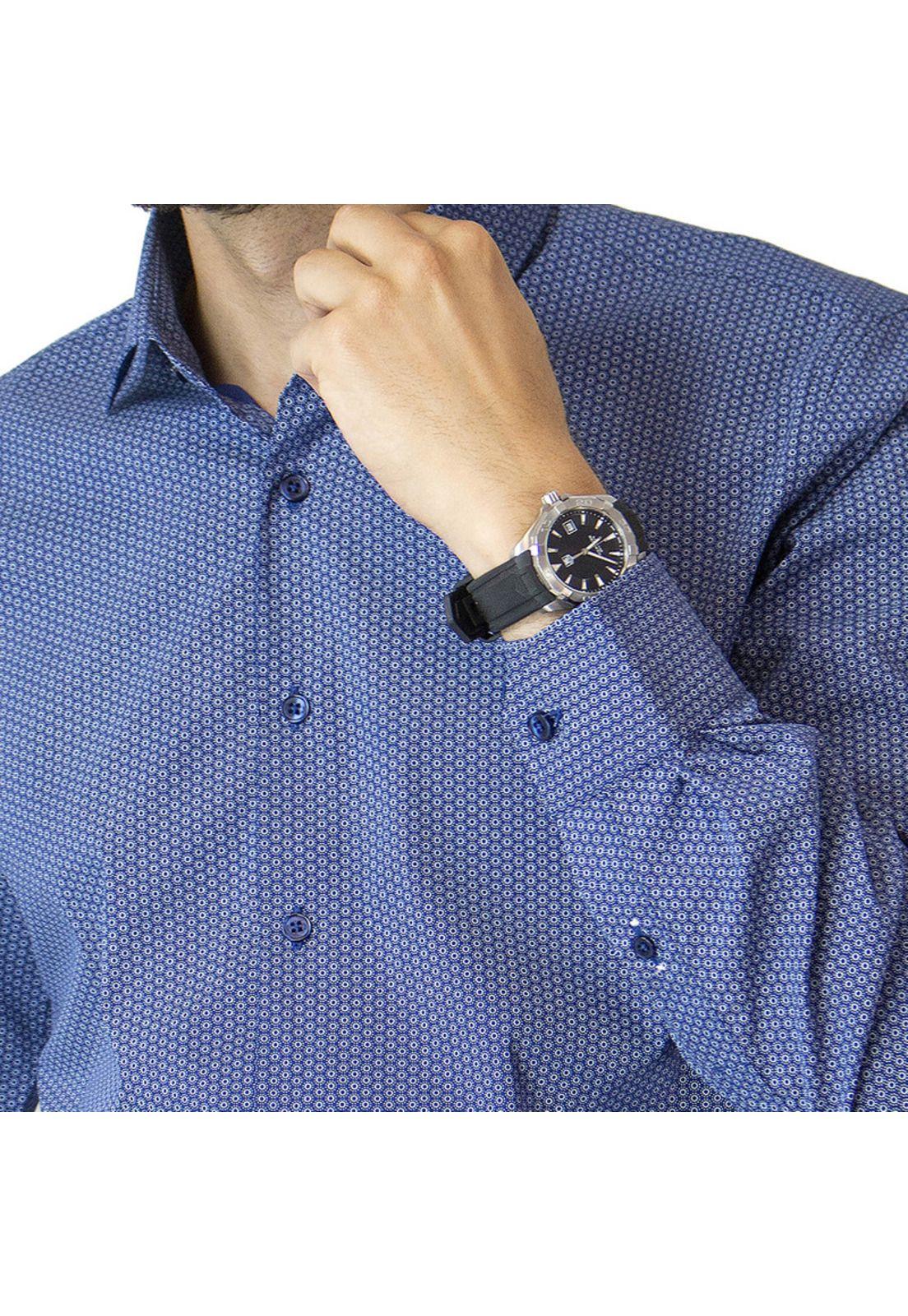 Camisa Trevira Estampada Cuello Sport Spandex Slim Fit-3