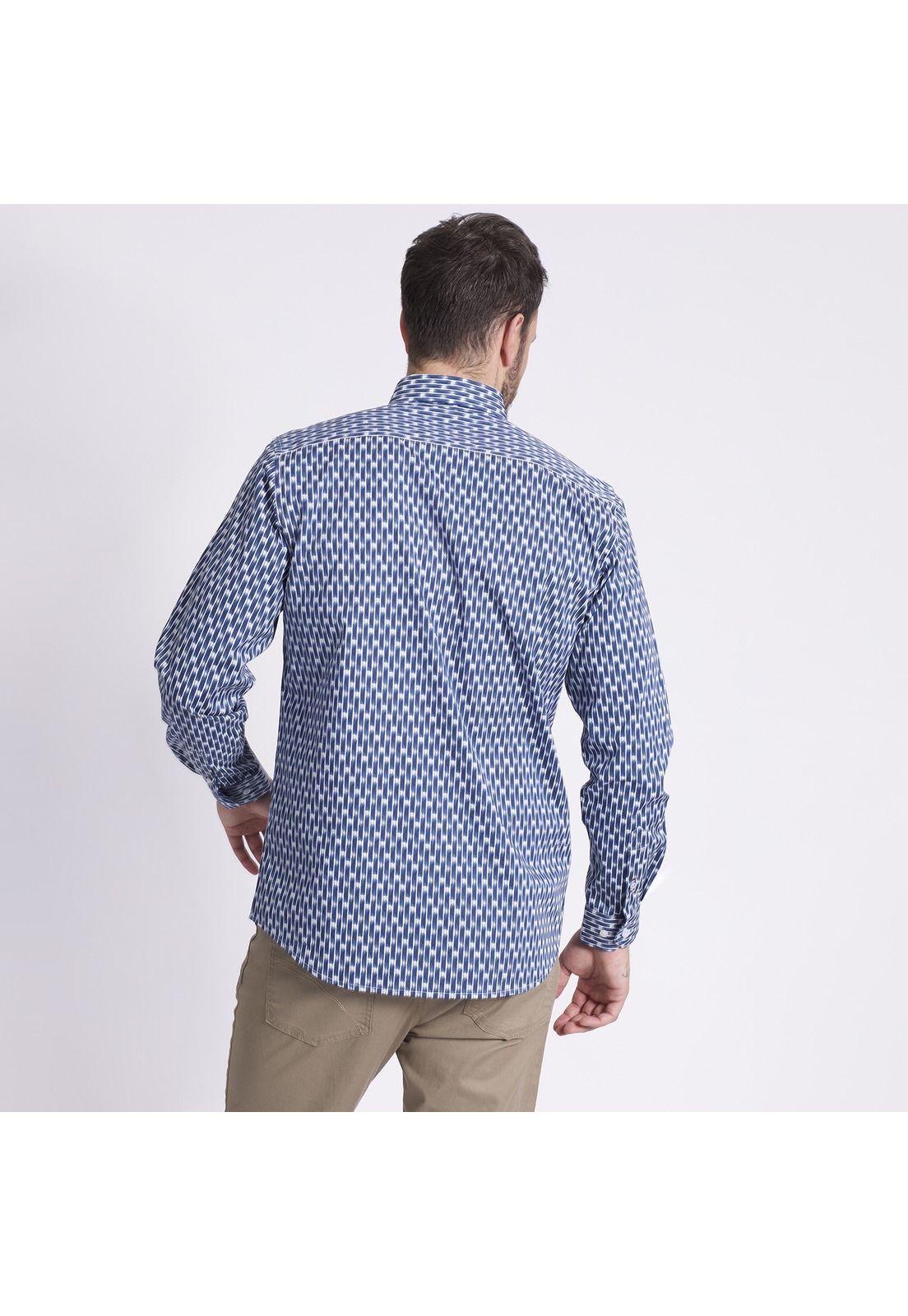 Camisa Manga Larga Estampada Comfort Tech Azul-2