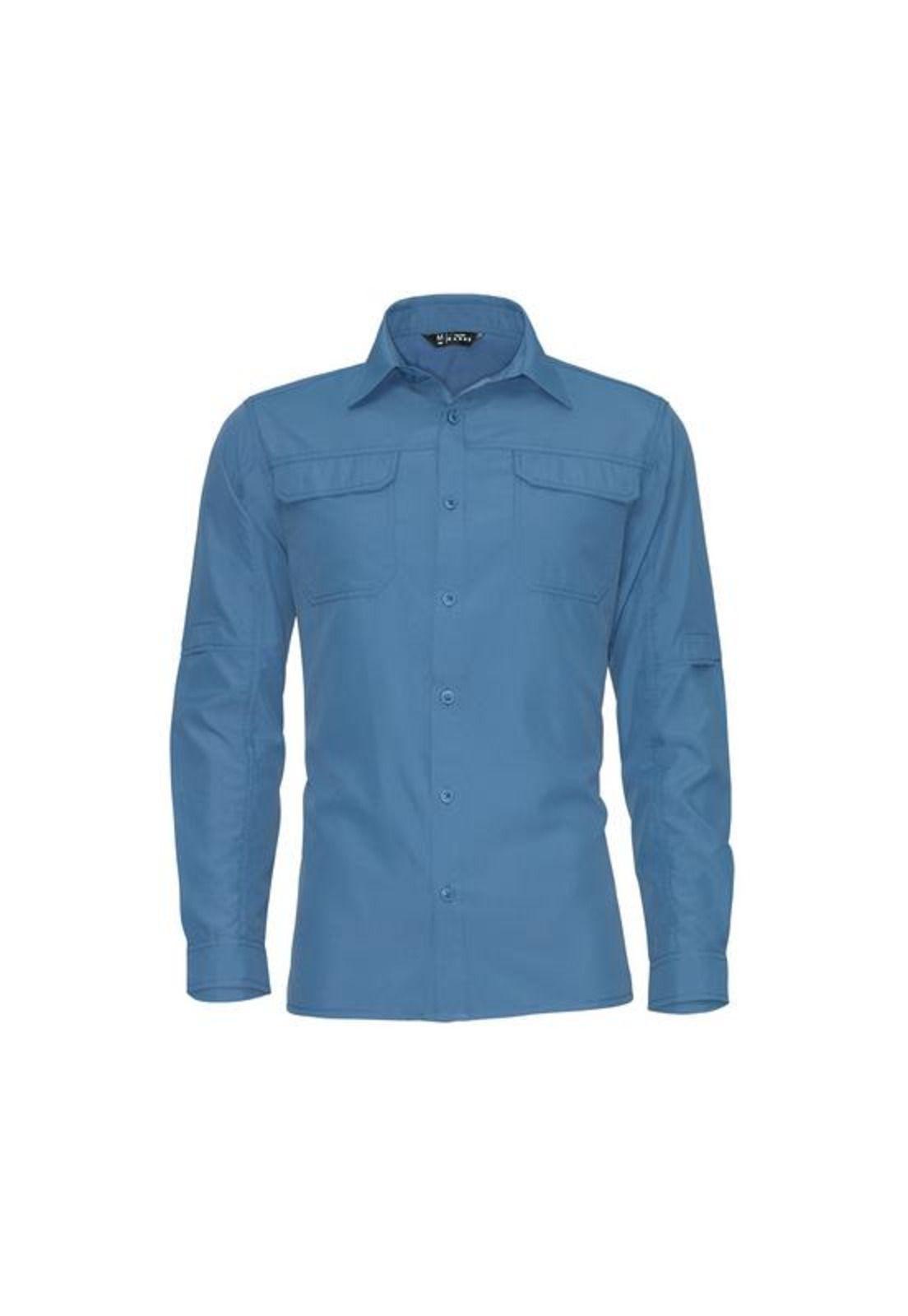 Camisa Hombre M/L Ripstop Azul-0