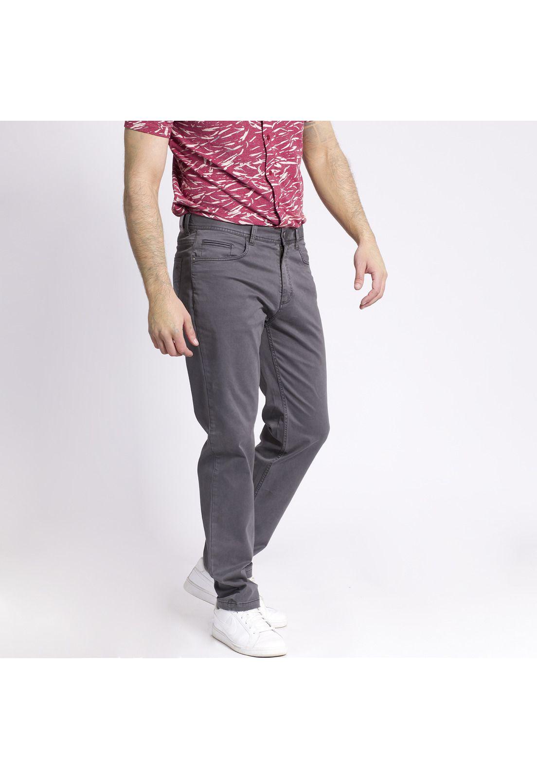 Pantalón Twill 5 Bolsillos Garment Dye Gris melange-1