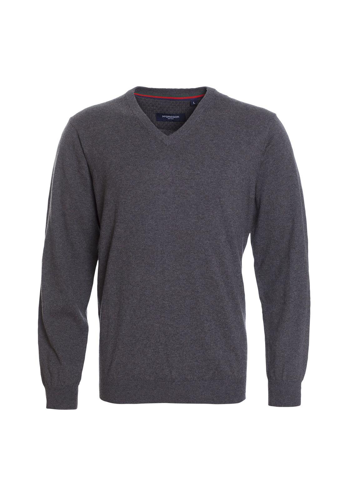SWEATER MANGA LARGA MELANGE CUELLO V-1