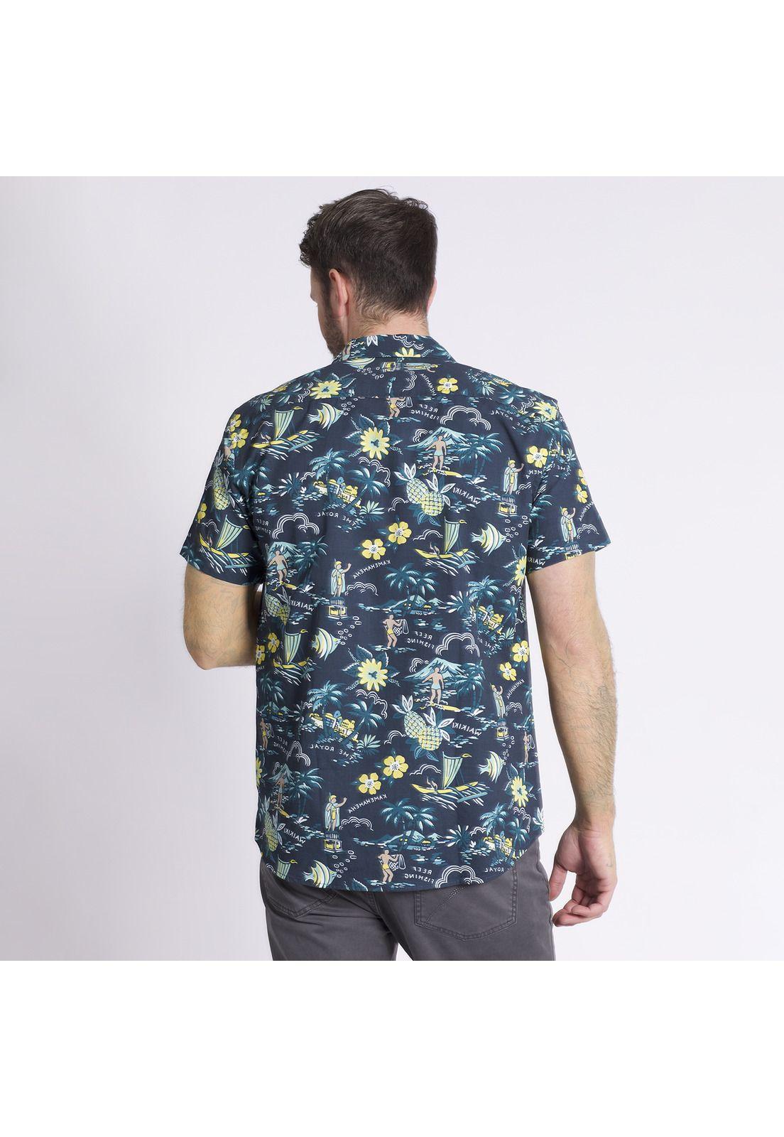 Camisa Manga Corta Guayabera Regular Fit Vintage Azul marino-0