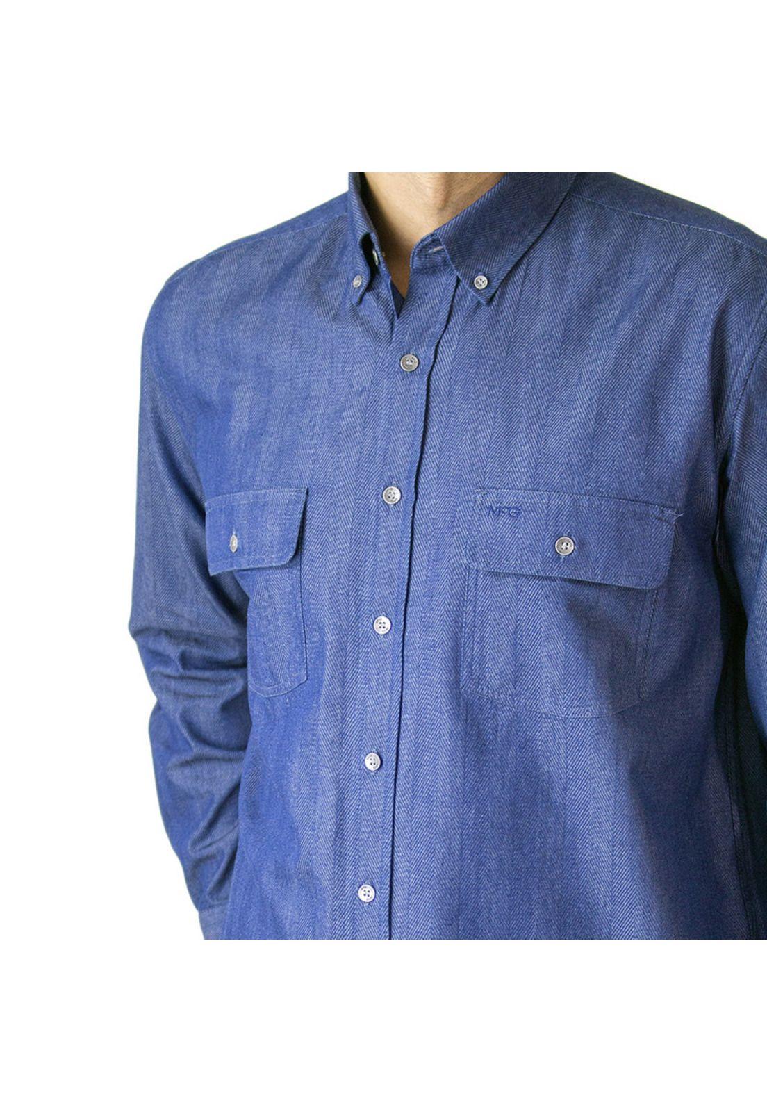 Camisa Espigas Denim Look Regular Fit-1