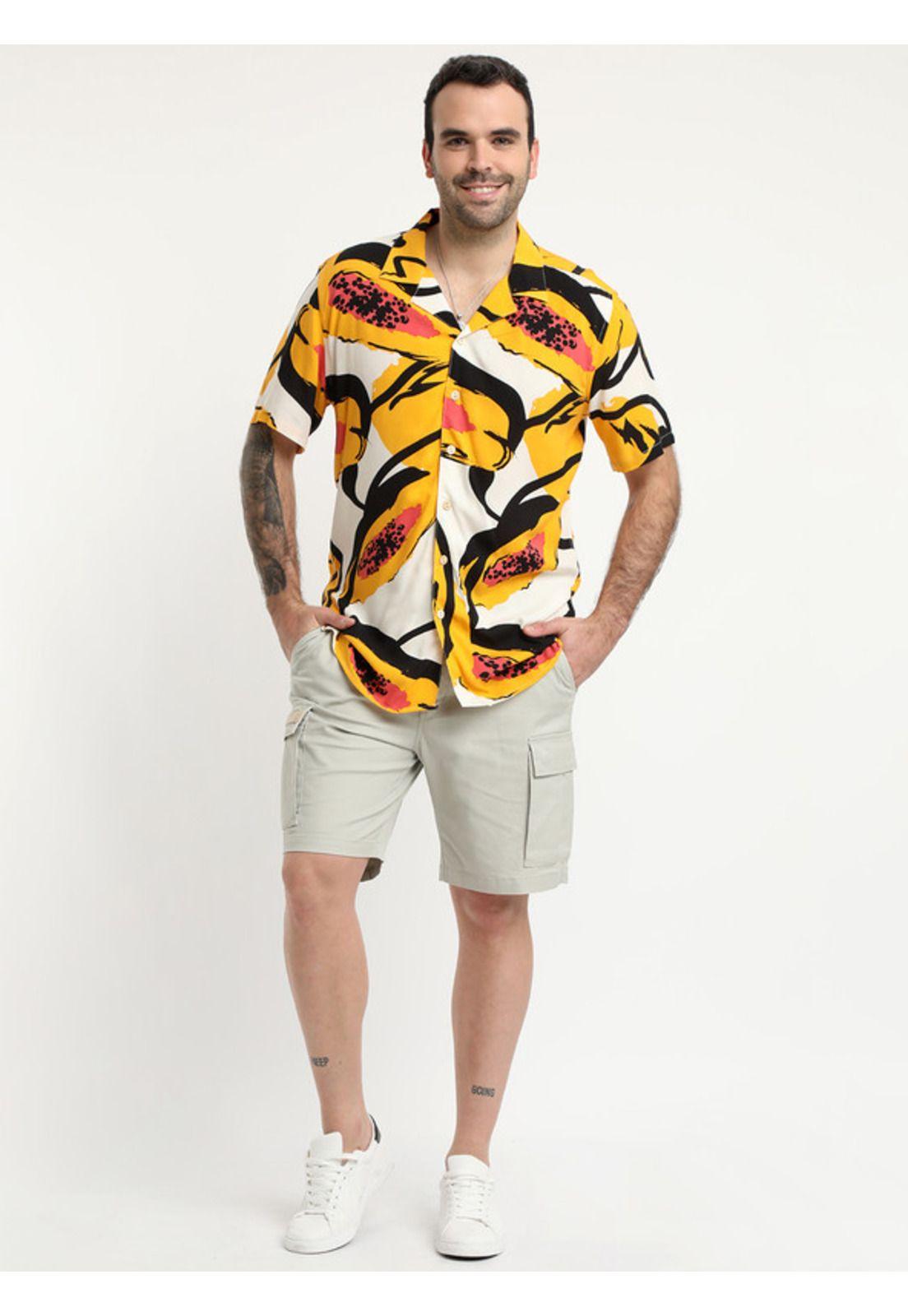 Camisa Guayabera Cuello Cubano Resort Amarillo-0