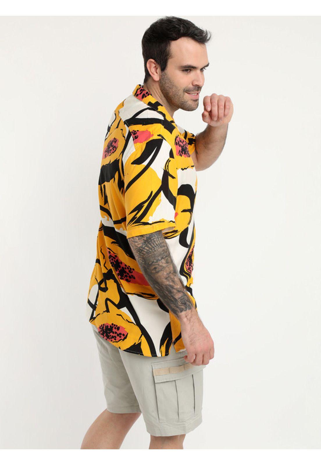 Camisa Guayabera Cuello Cubano Resort Amarillo-2