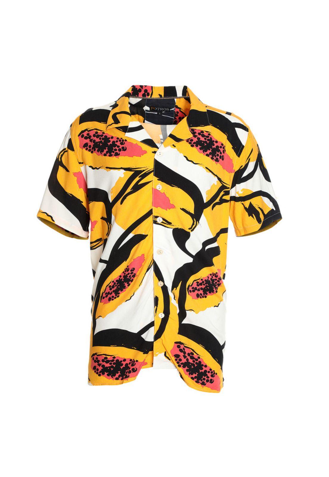 Camisa Guayabera Cuello Cubano Resort Amarillo-3