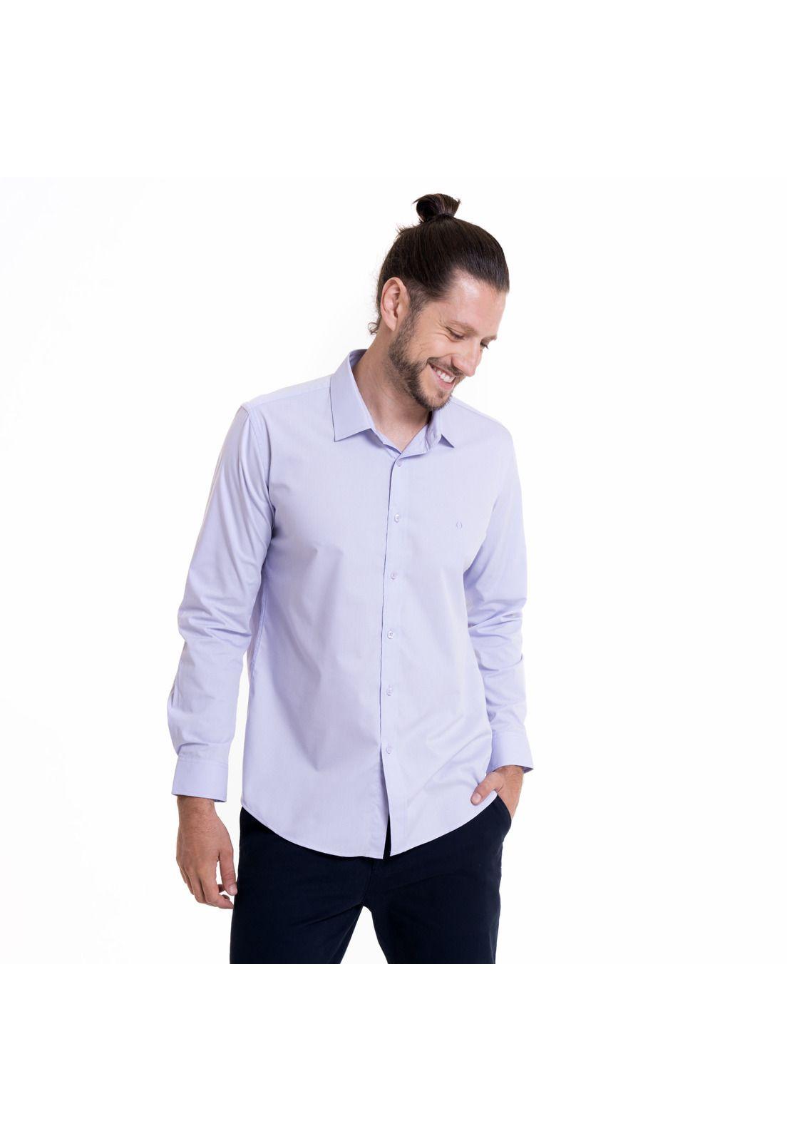 Camisa Celeste Hombre Manga Larga Slim Fit Lisa Gran Vía-0