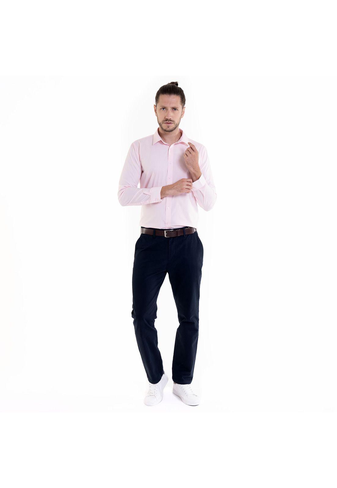 Camisa Celeste Hombre Manga Larga Slim Fit Lisa Gran Vía-3