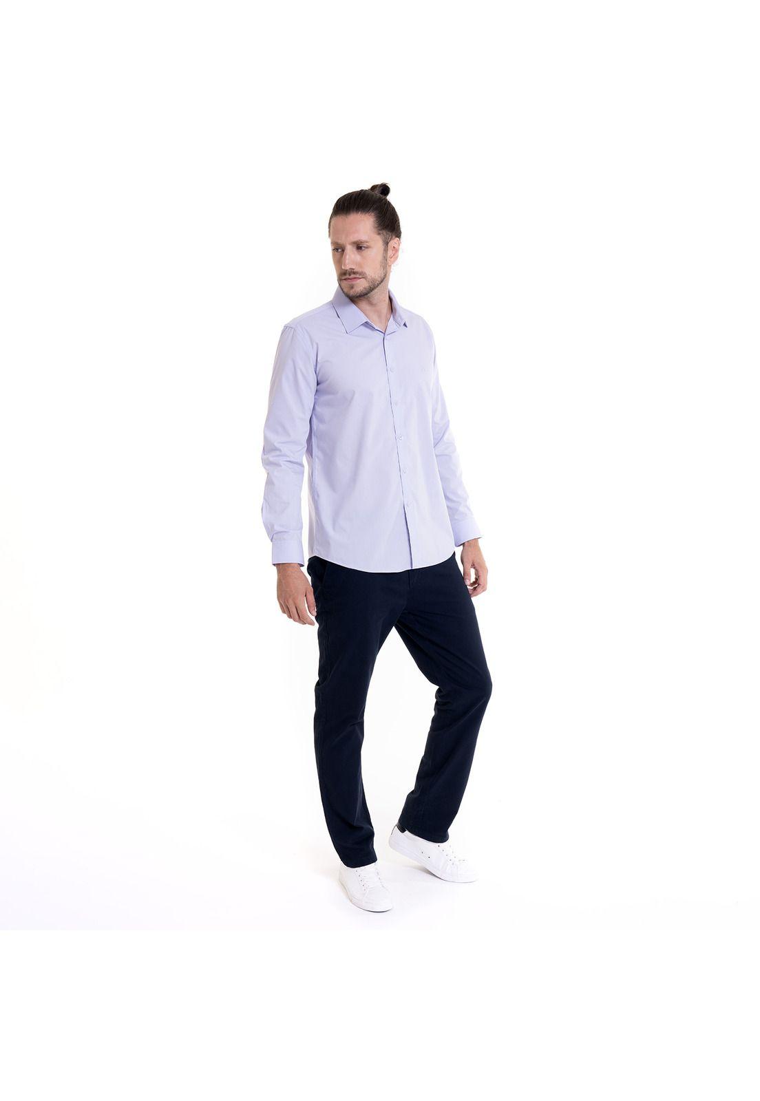 Camisa Celeste Hombre Manga Larga Slim Fit Lisa Gran Vía-7
