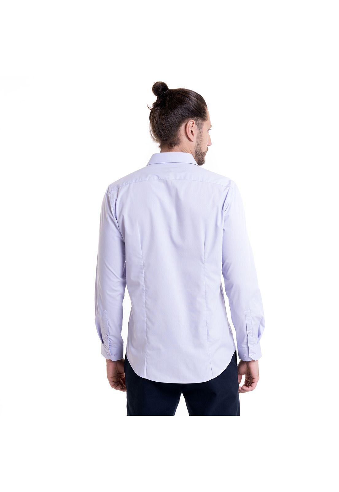 Camisa Celeste Hombre Manga Larga Slim Fit Lisa Gran Vía-5