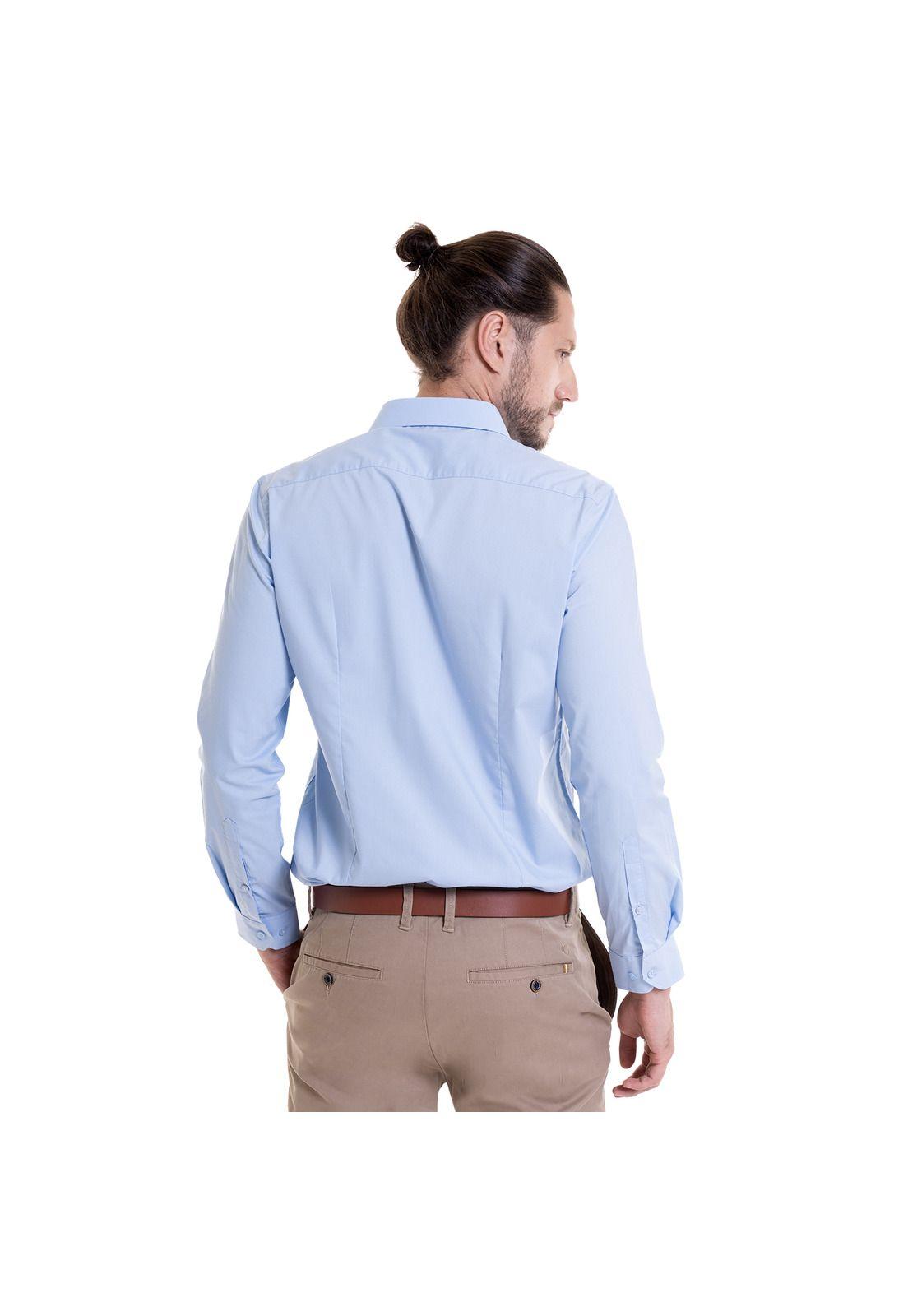 Camisa Celeste Hombre Manga Larga Slim Fit Lisa Gran Vía-9