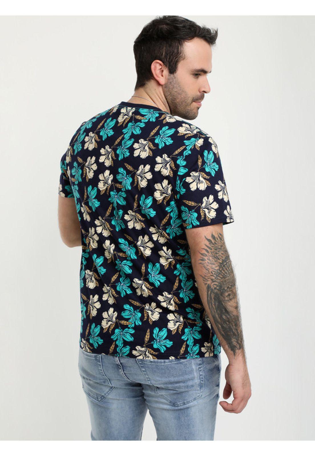 Polera Cuello Redondo Estampada Azul-1