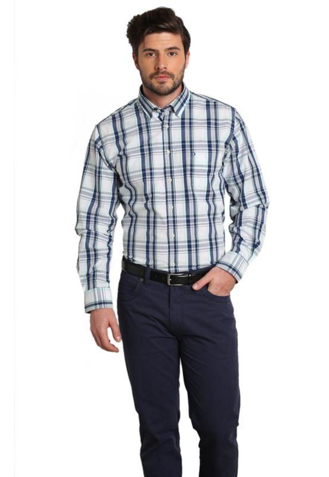 Camisa Diseño Algodón Slim Fit Azul Marino-0