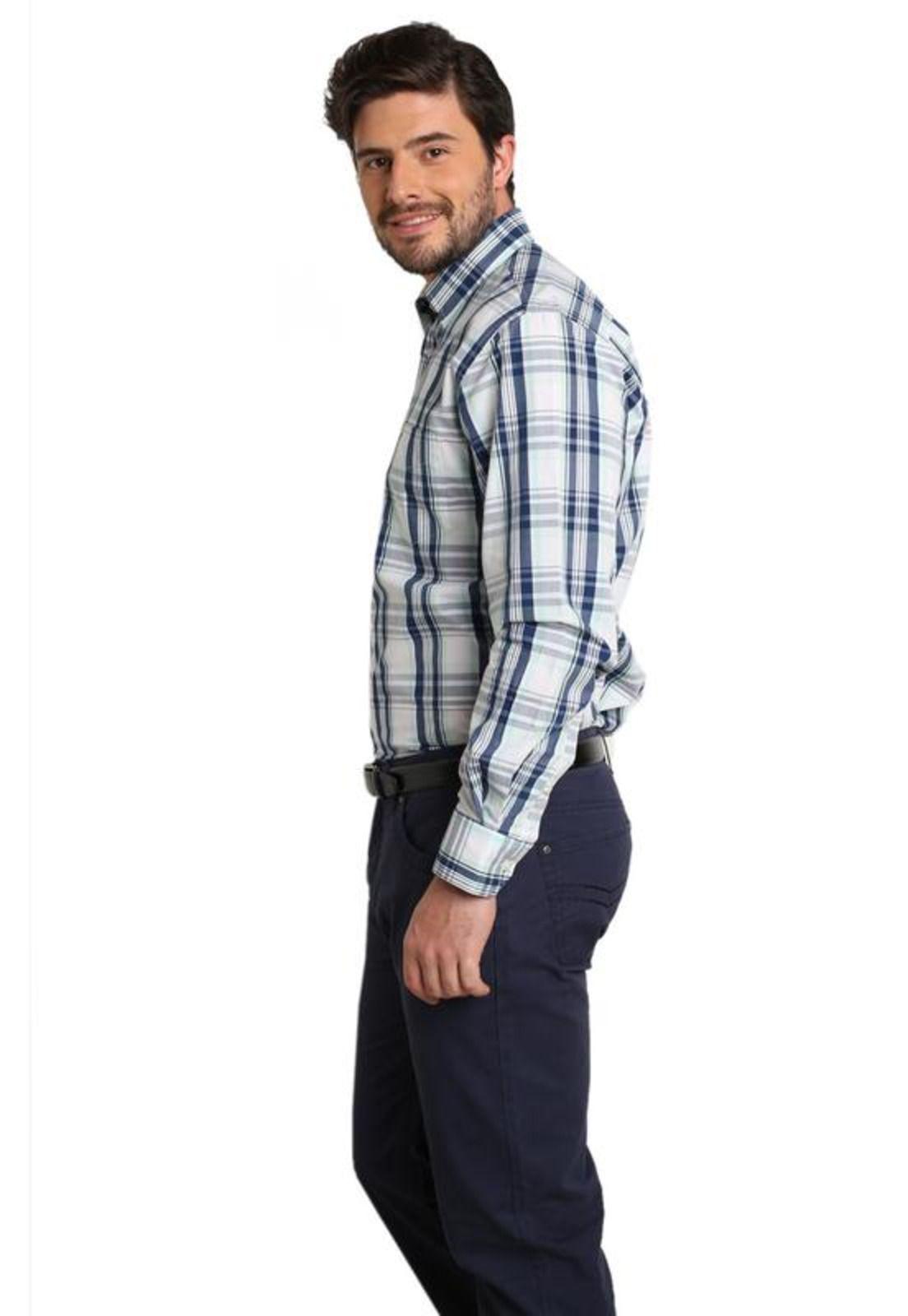 Camisa Diseño Algodón Slim Fit Azul Marino-1