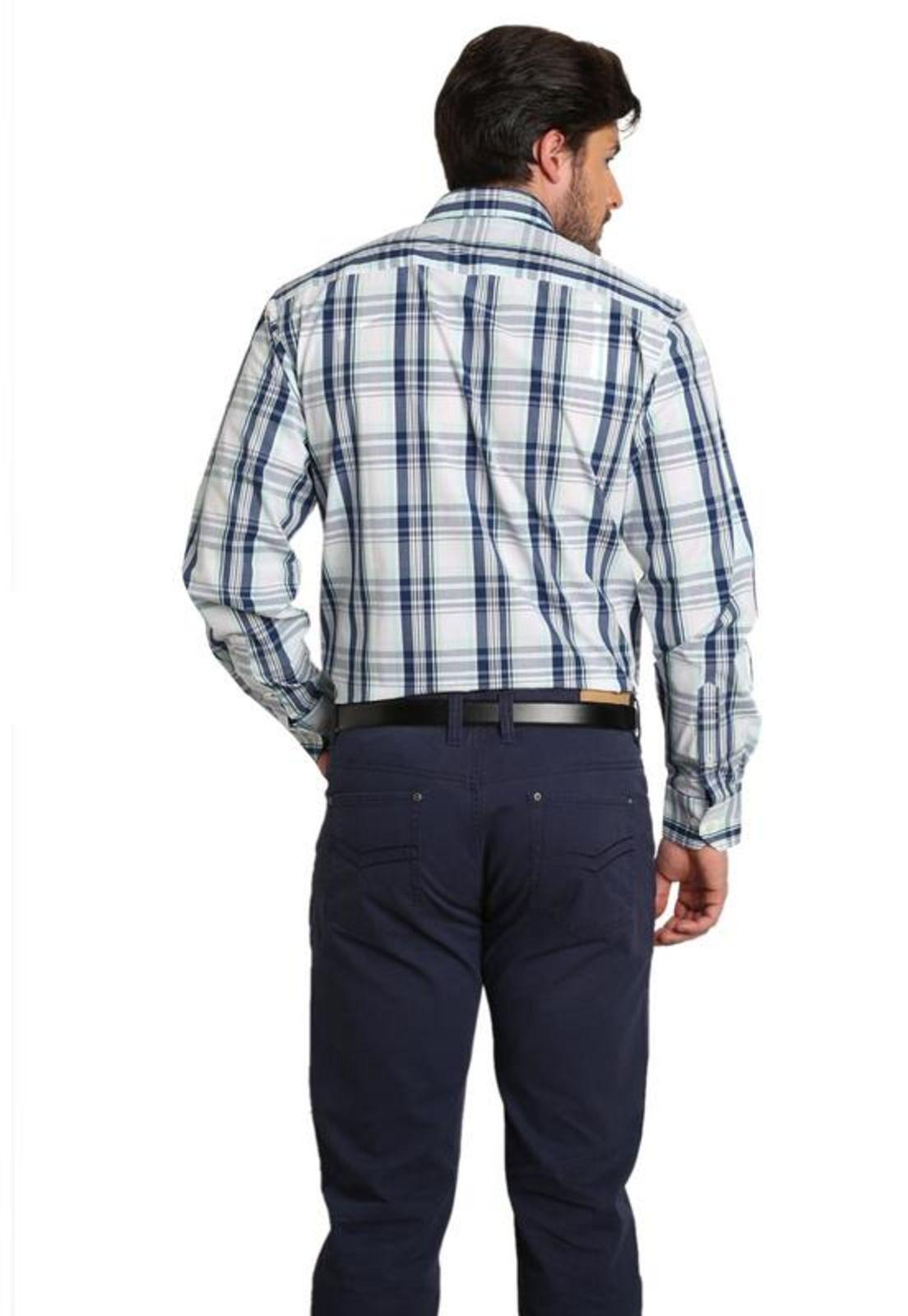 Camisa Diseño Algodón Slim Fit Azul Marino-2