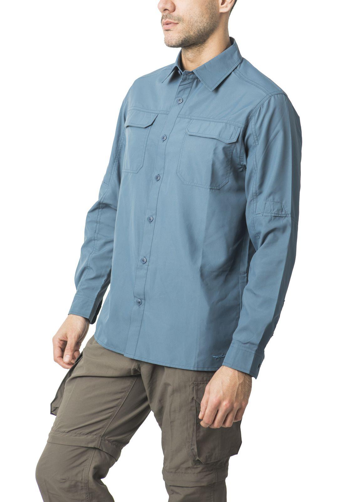 Camisa Outdoor Manga Ajustable Azul-0
