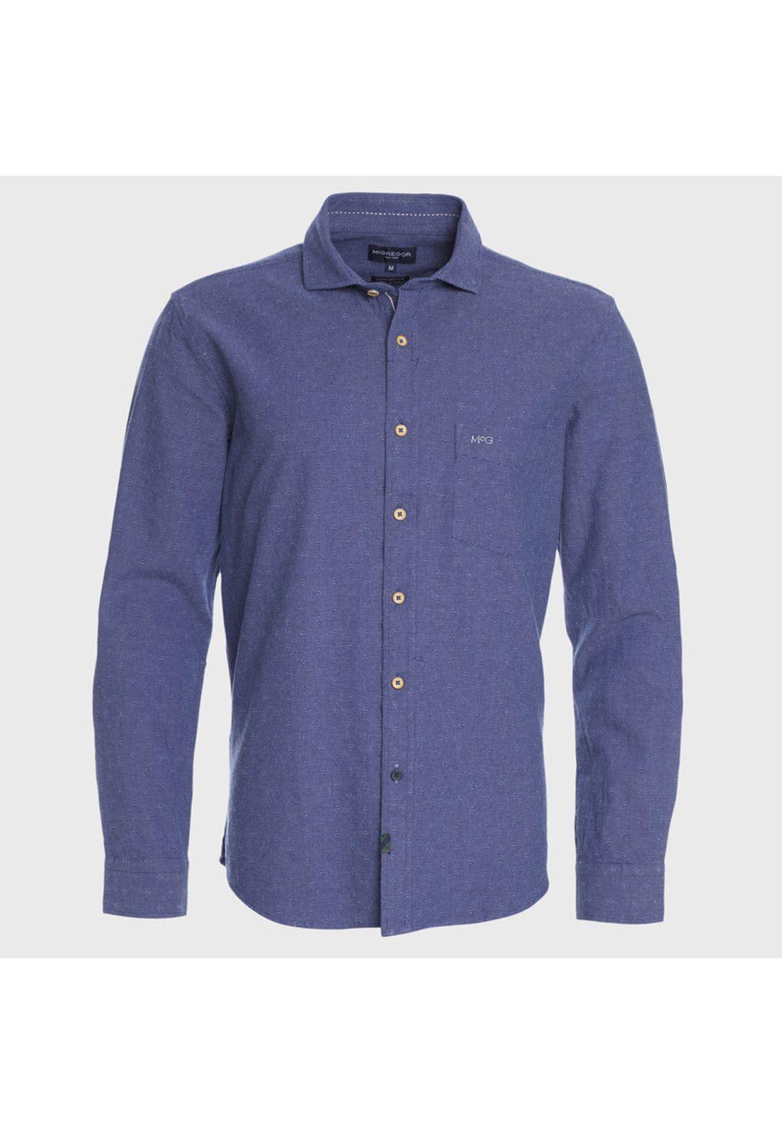Camisa Jacquard Denim Look Comfort Fit-0