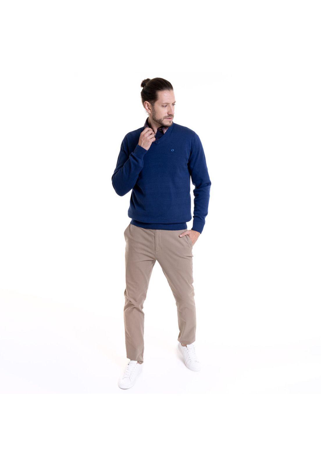 Sweater Cuello V Celeste-2