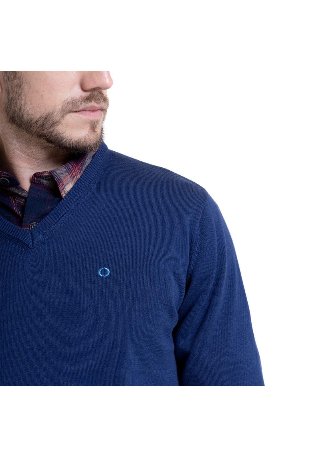 Sweater Cuello V Celeste-3
