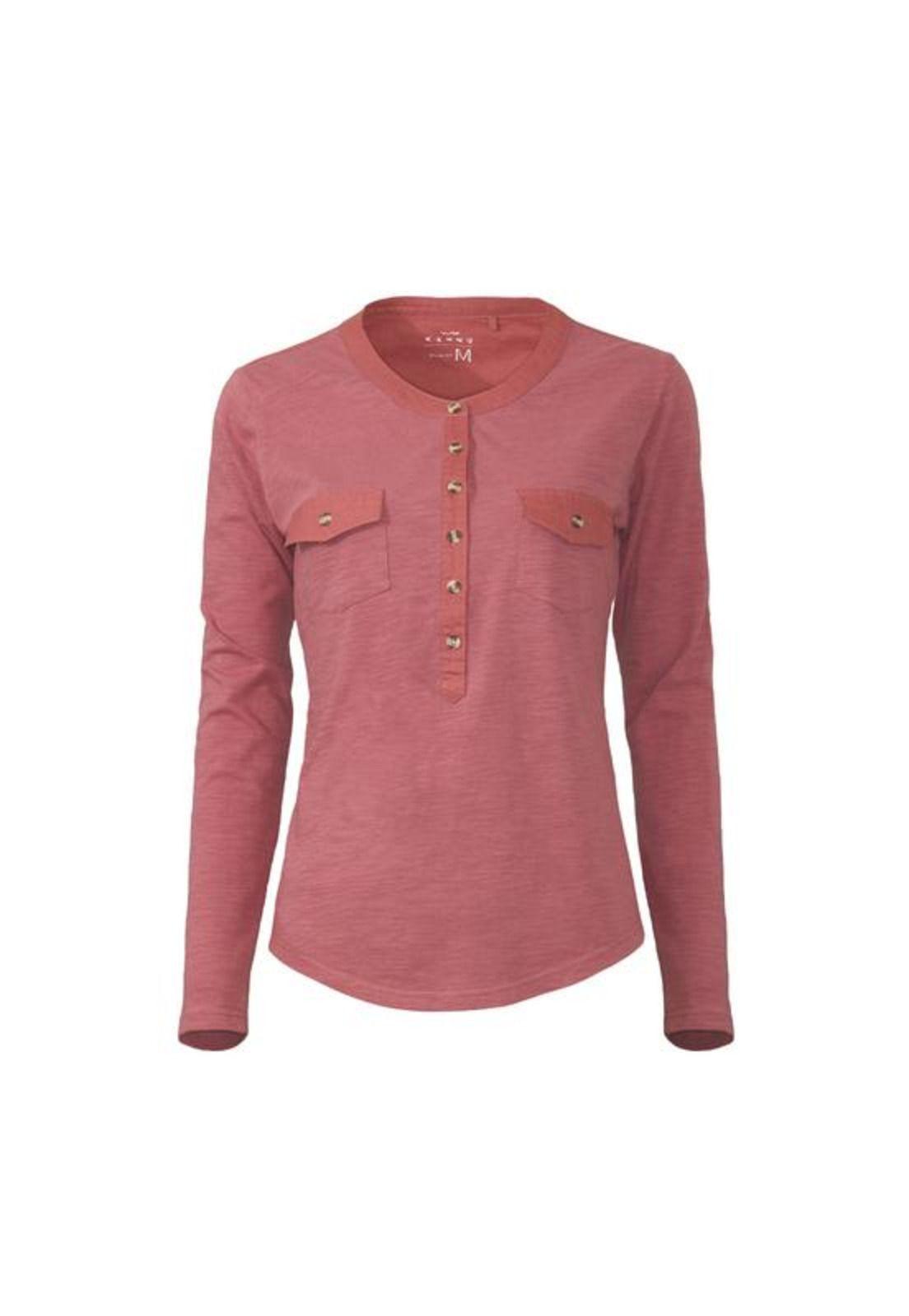Polera Mujer M/L Con Botones Rosa-0