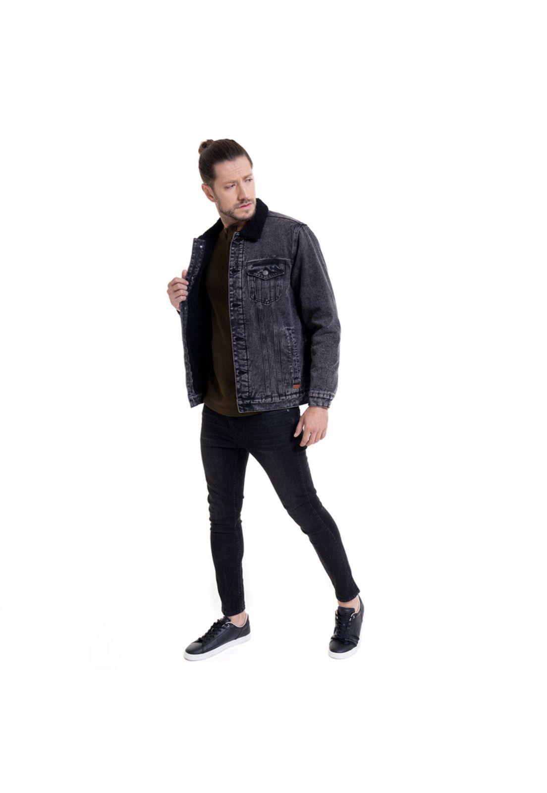 Chaqueta Denim Con Chiporro Negro-2