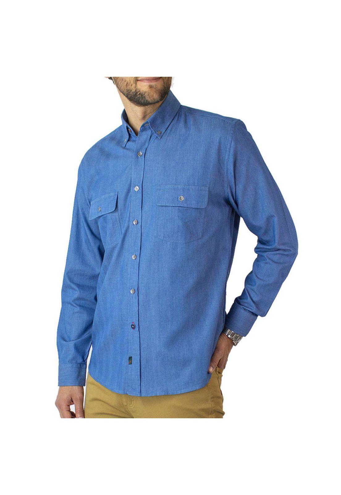 Camisa Espigas Denim Look Regular Fit-1