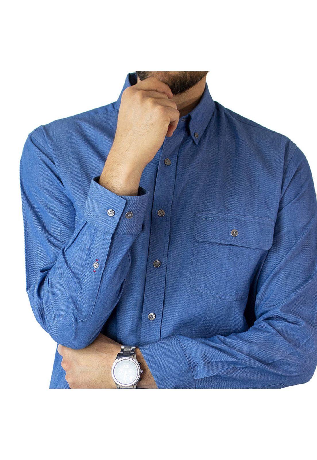Camisa Espigas Denim Look Regular Fit-3