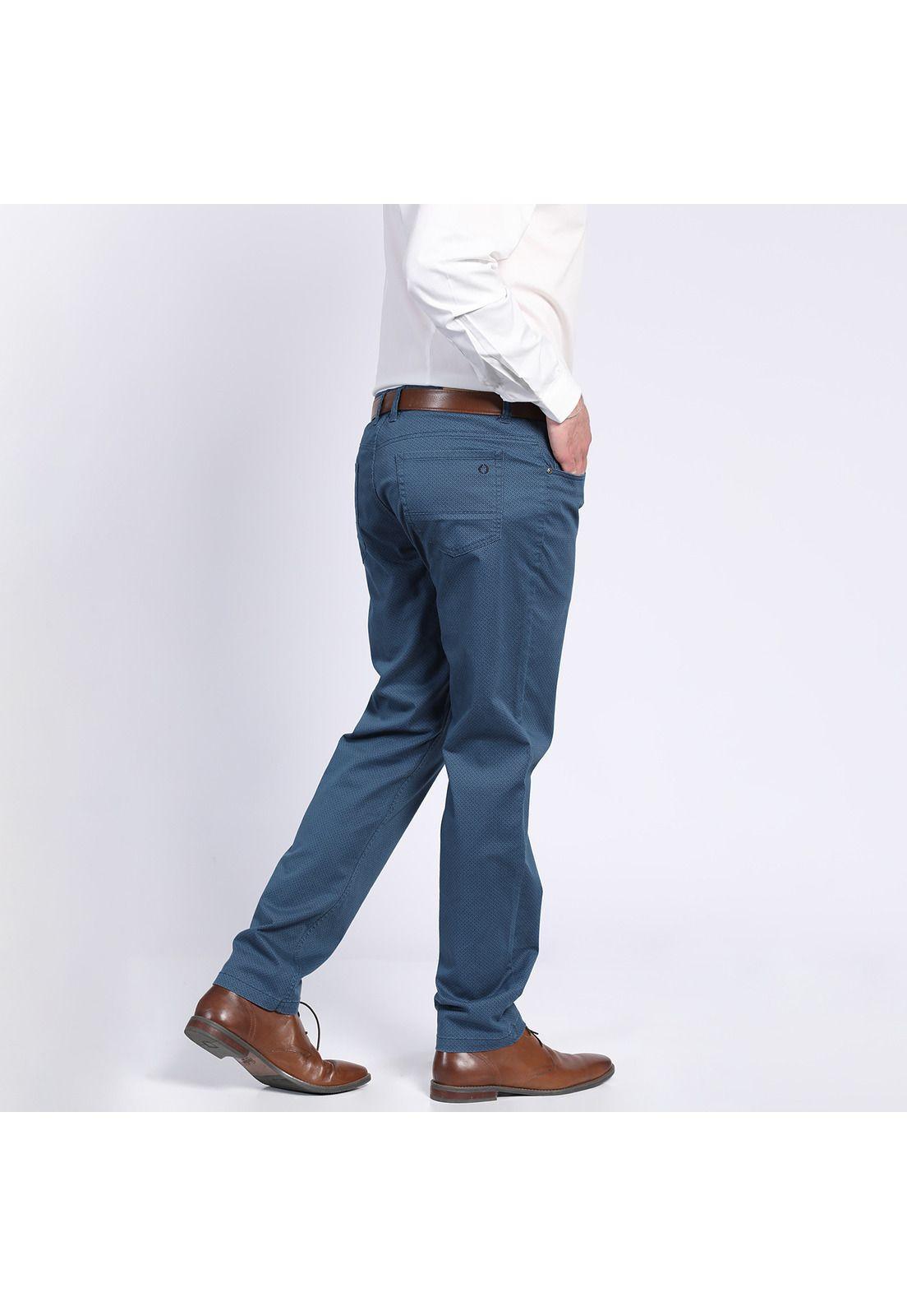 Pantalón Gabardina Microprint 5 Bolsillos Azul marino-1