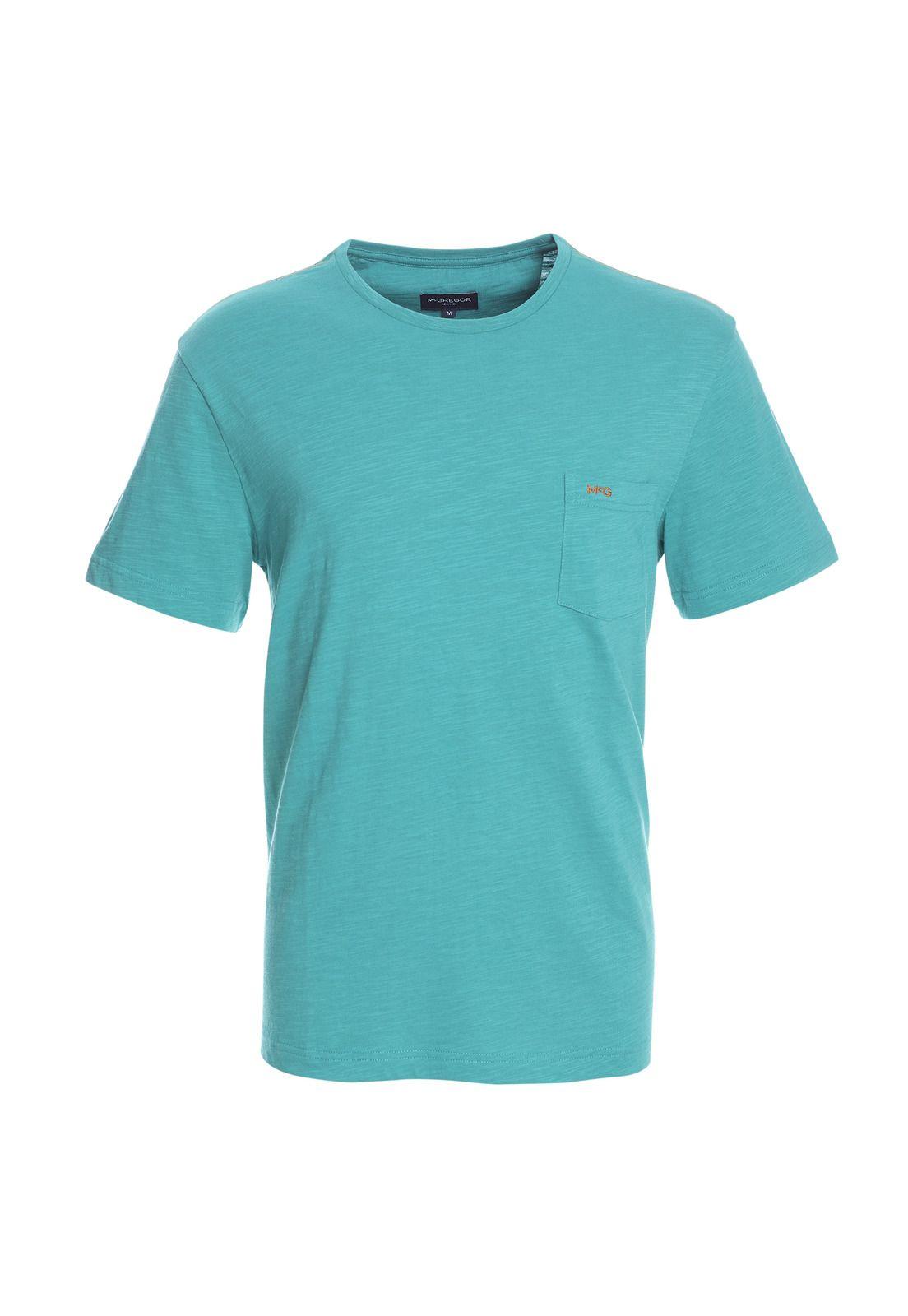 Polera Manga Corta Bolsillo Regular Fit Texturada Azul-3