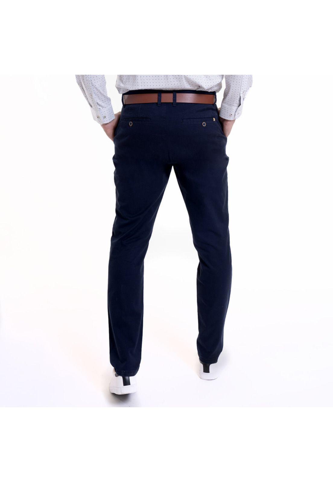 Pantalón Frente Plano Spandex Azul marino-1