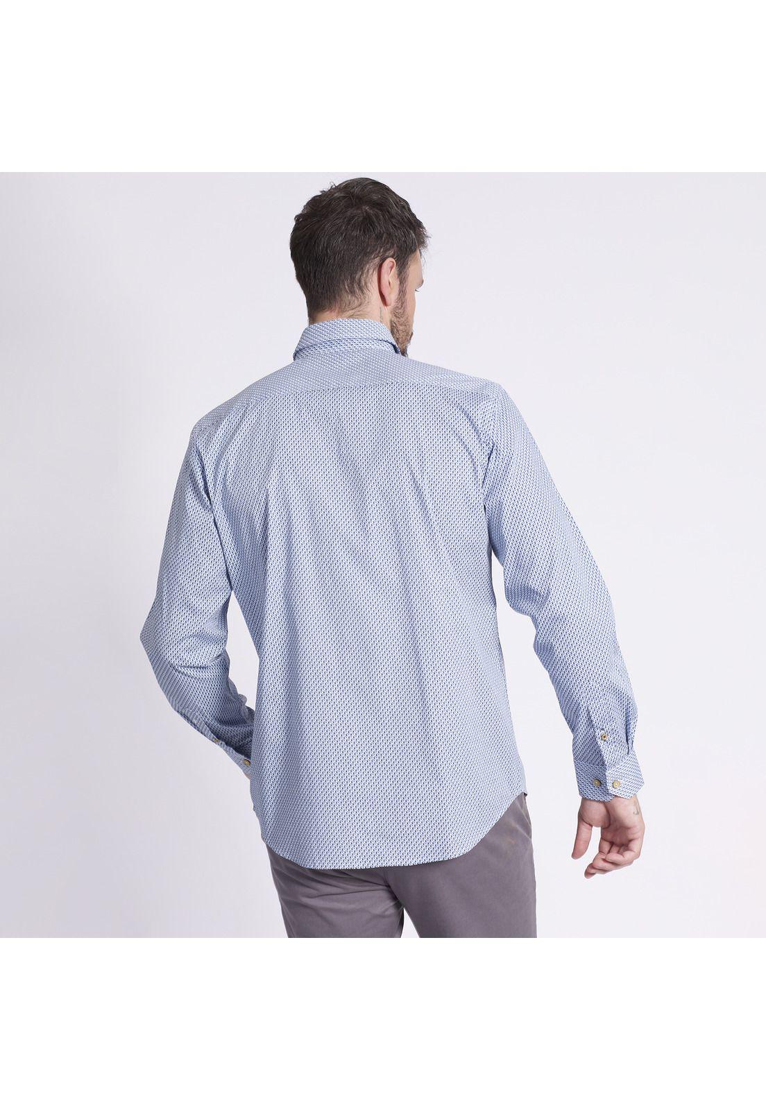 Camisa Manga Larga Estampada Comfort Tech Azul oscuro-2