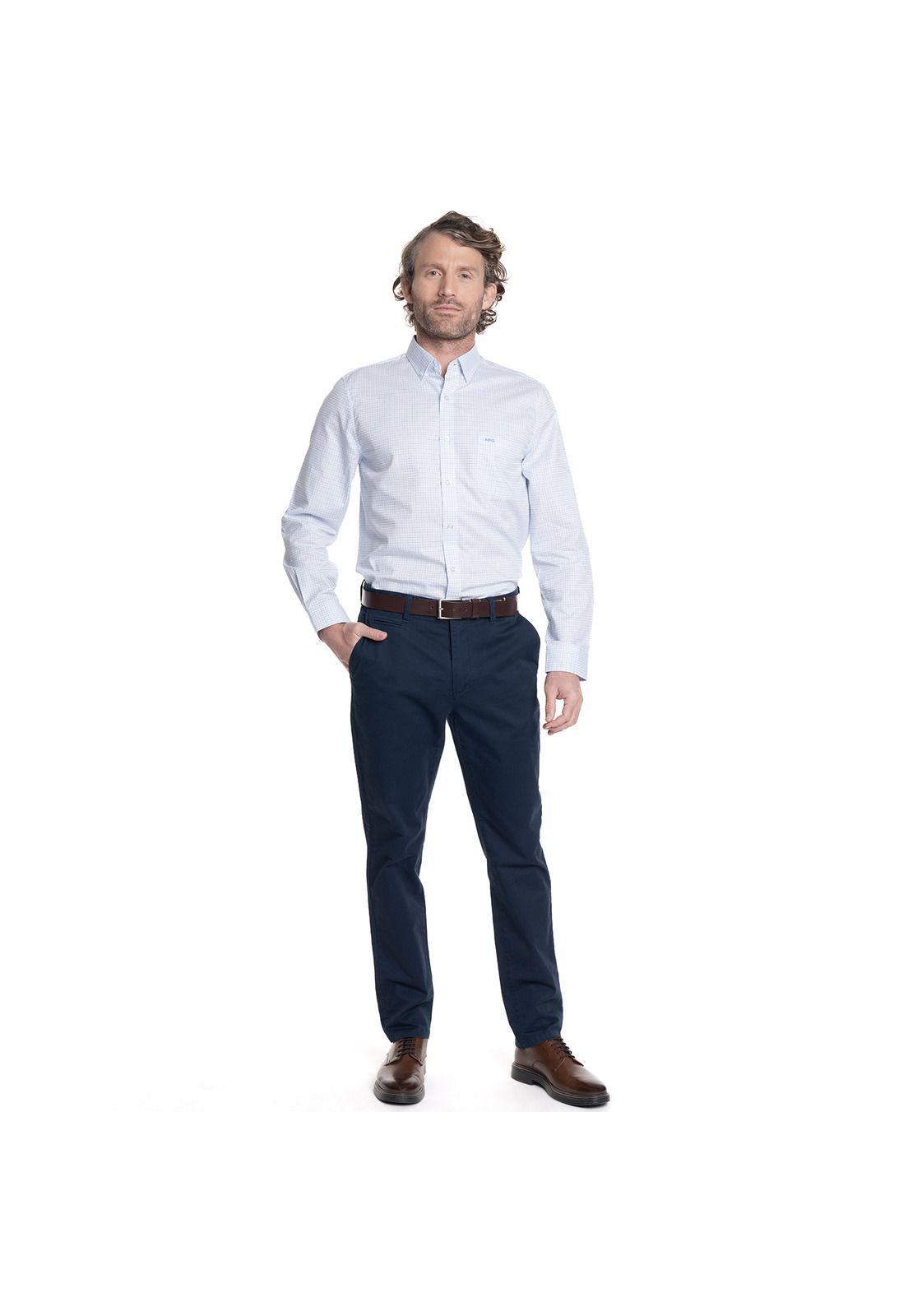 CAMISA HOMBRE MANGA LARGA SMART CUADROS WALL STREET.-3
