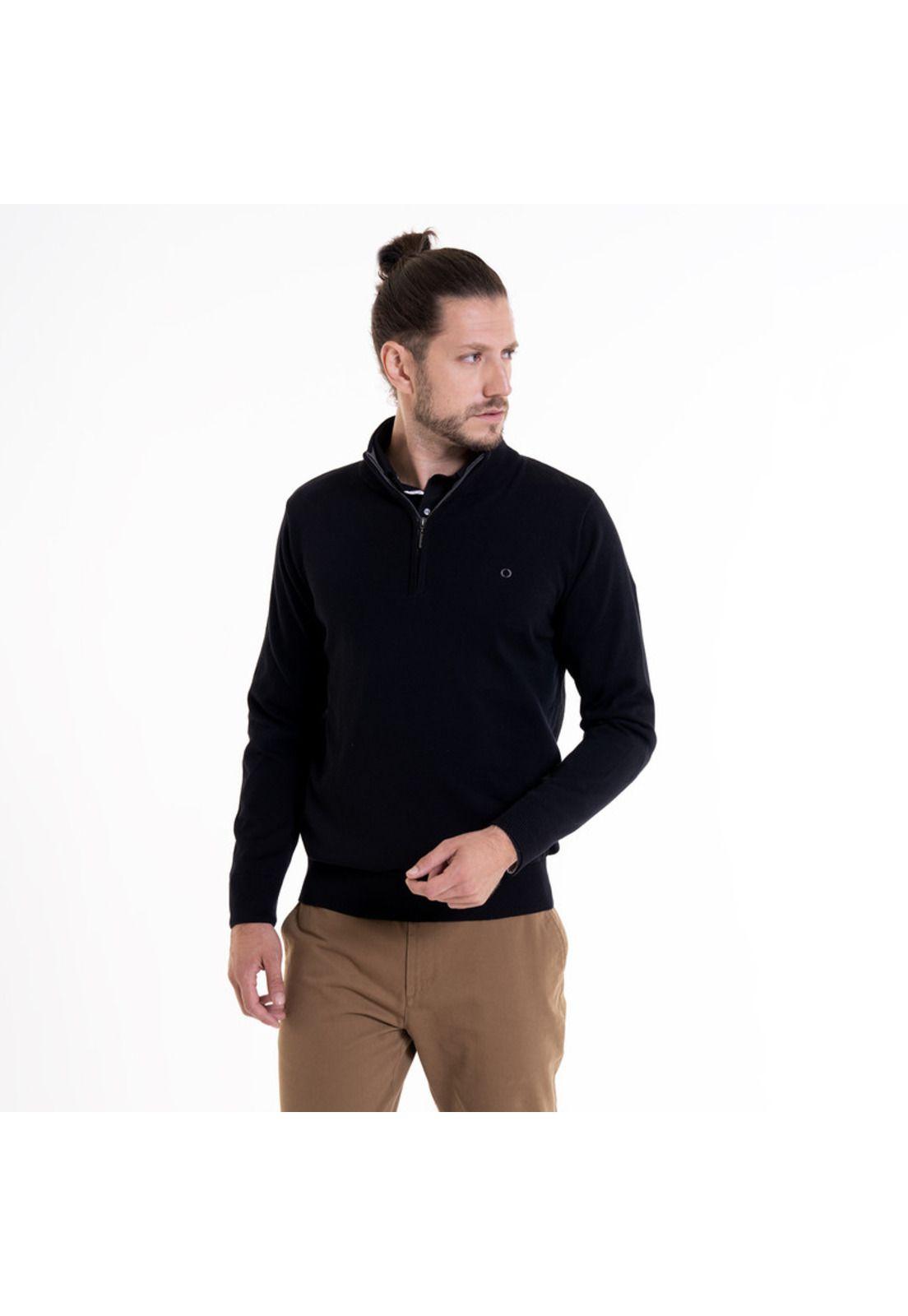 Sweater Half Zipper Negro-0