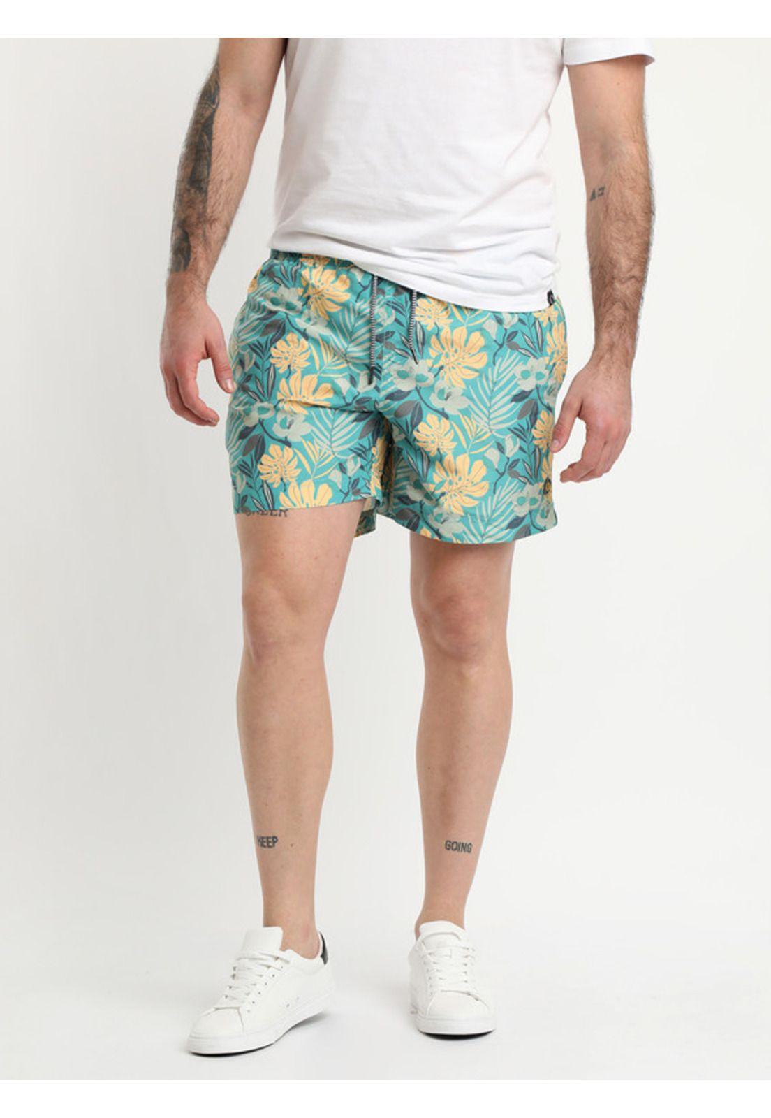 Traje De Baño Estampado Celeste-0