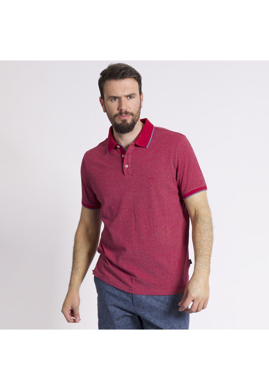 Polera Manga Corta Cuello Tejido Regular Fit Jacquard Azul-1
