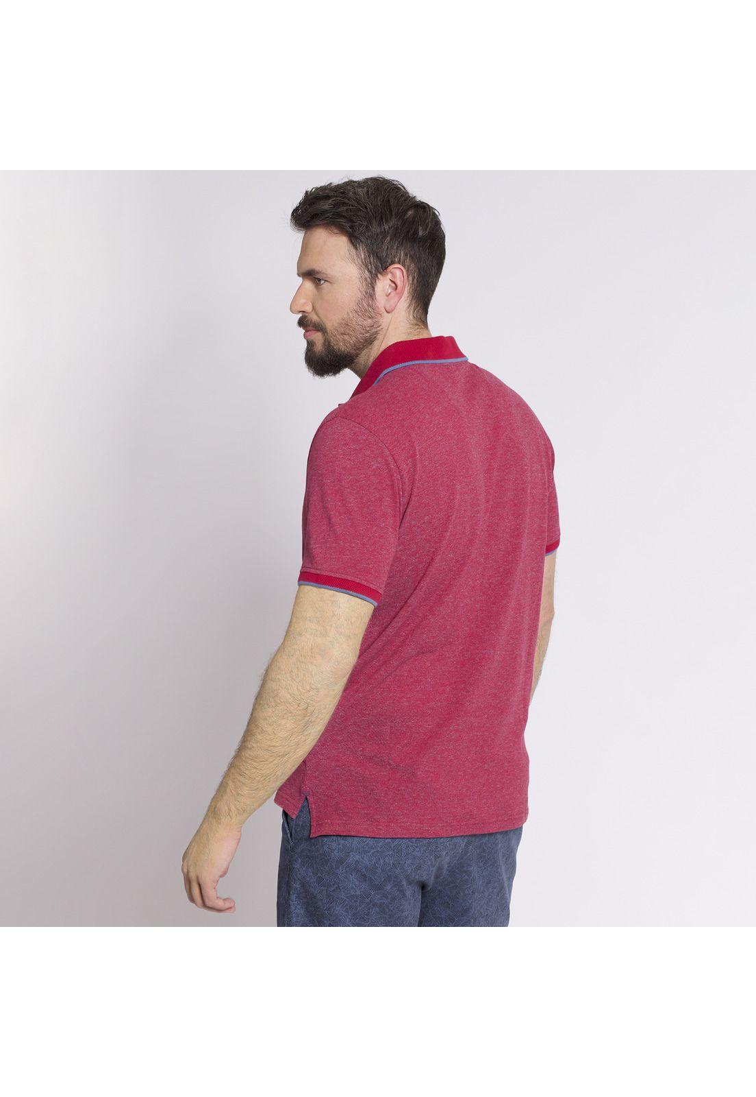 Polera Manga Corta Cuello Tejido Regular Fit Jacquard Azul-3